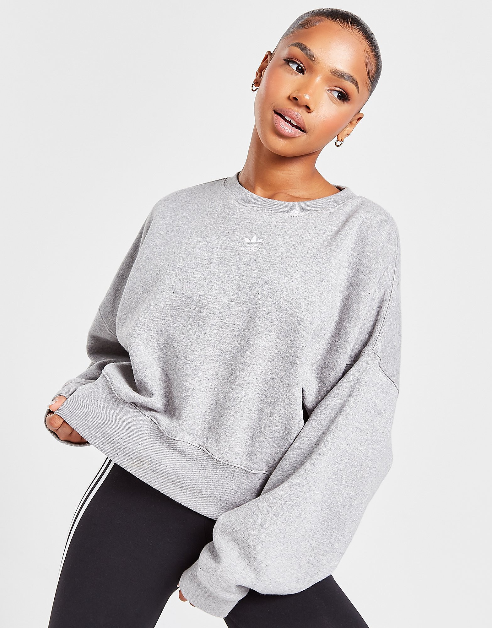 

adidas Originals Essential Fleece Crew Sweatshirt - Grey - Womens, Grey