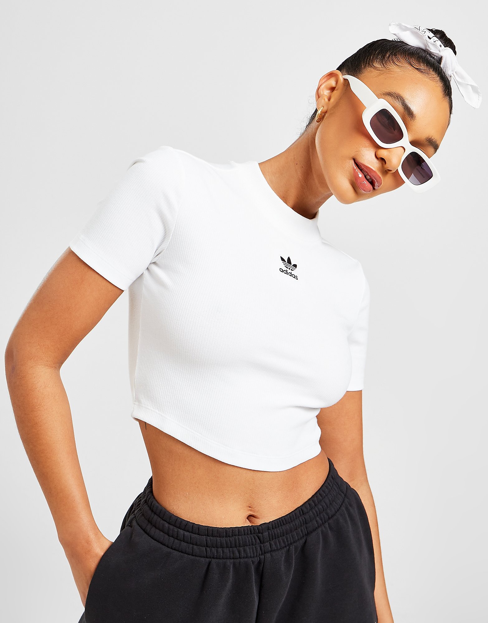 

adidas Originals Essentials Slim Crop Top - White/WHT - Womens, White/WHT