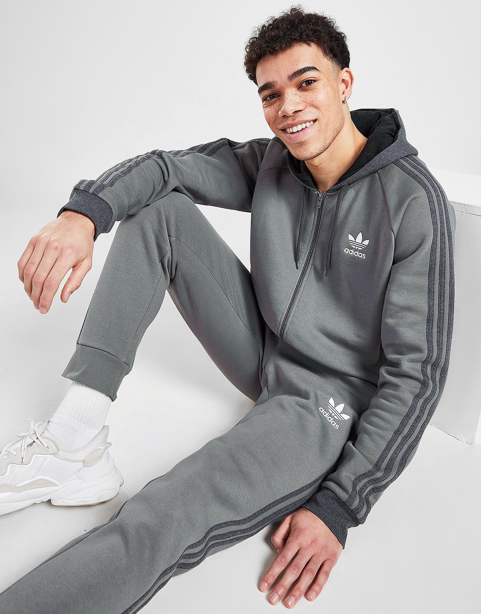 

adidas Originals Trefoil 3-Stripes Full Zip Hoodie - Only at JD - Grey - Mens, Grey