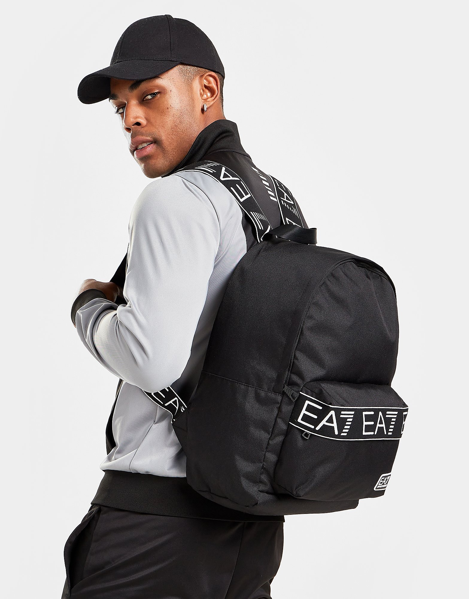 

Emporio Armani EA7 Train Logo Tape Backpack - Black - Womens, Black