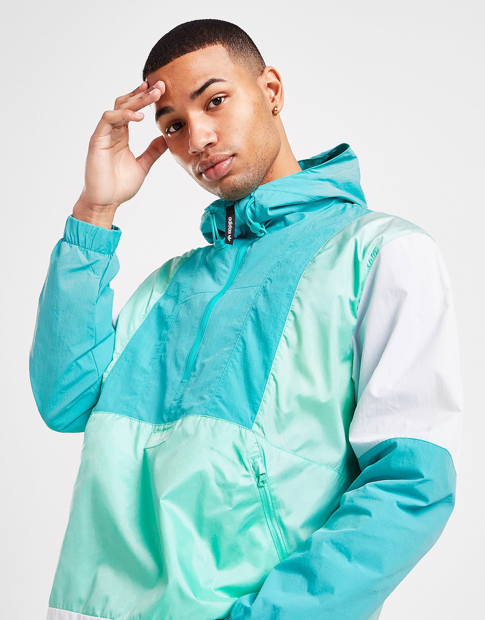 

adidas Originals Adventure Woven 1/2 Zip Jacket - Green/Blue - Mens, Green/Blue