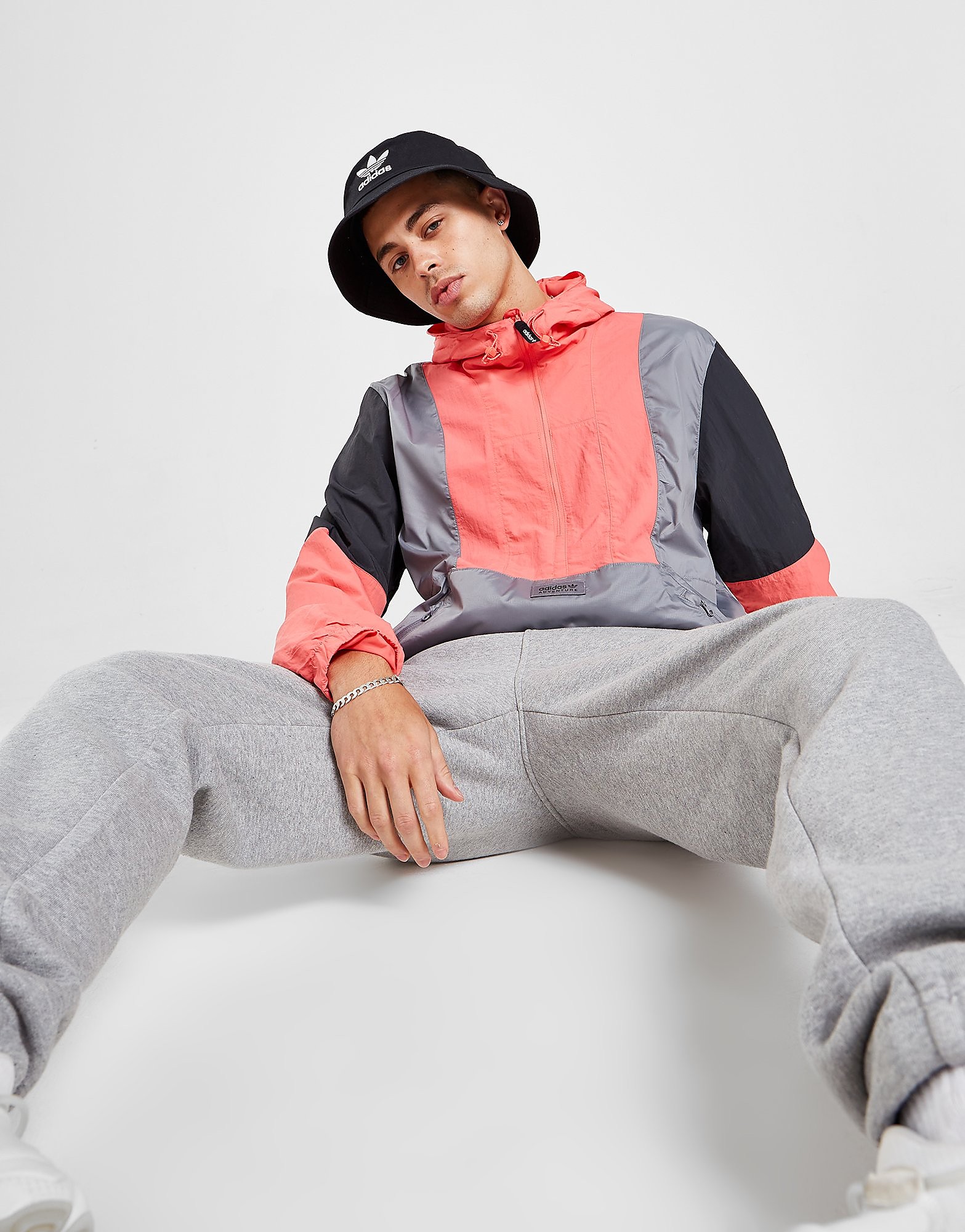 adidas Originals Adventure Woven 1/2 Zip Jacket - Grey Three / Semi Turbo/GREY - Mens, Grey Three / Semi Turbo/GREY