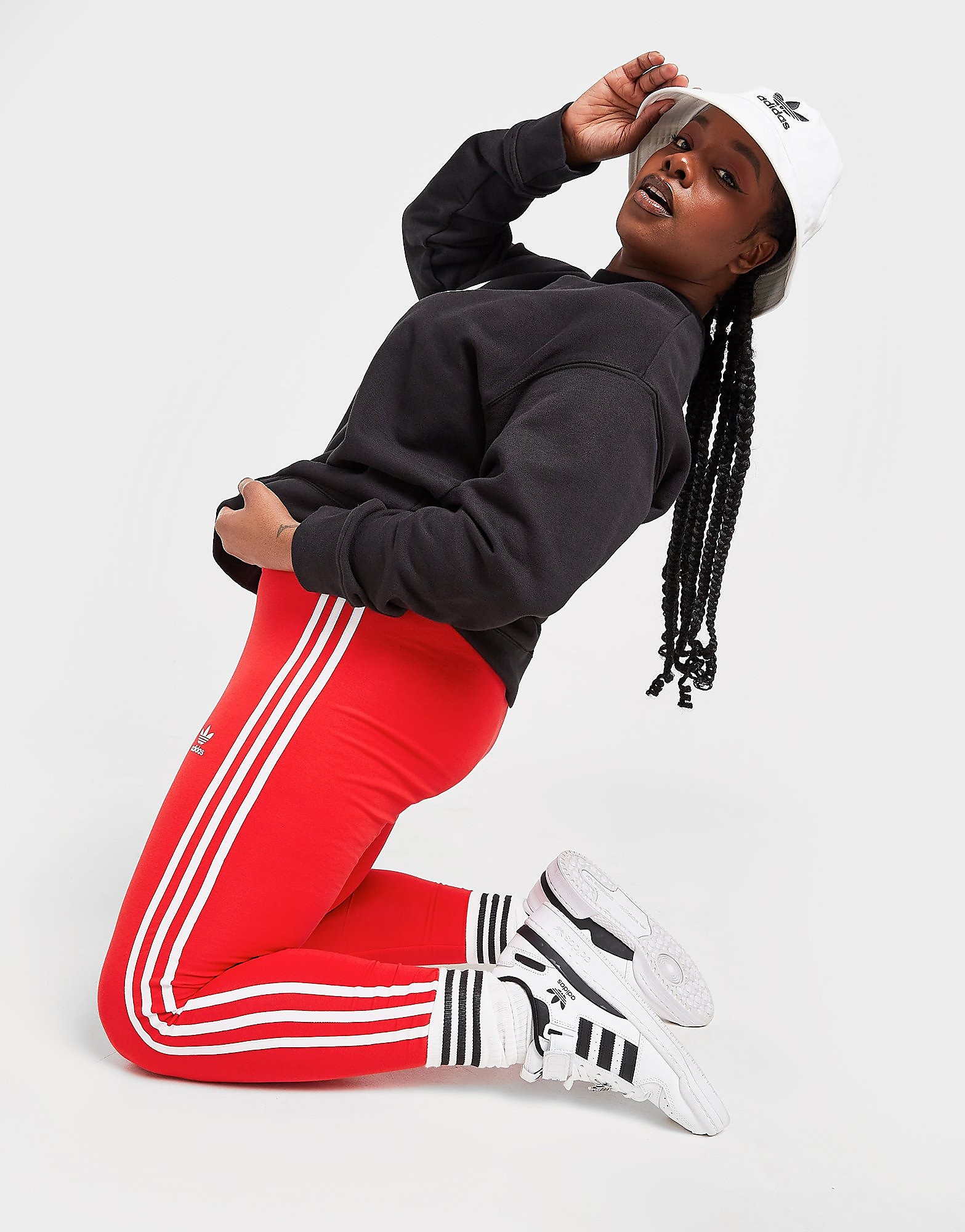 

adidas Originals 3-Stripes Plus Size Leggings - Red - Womens, Red