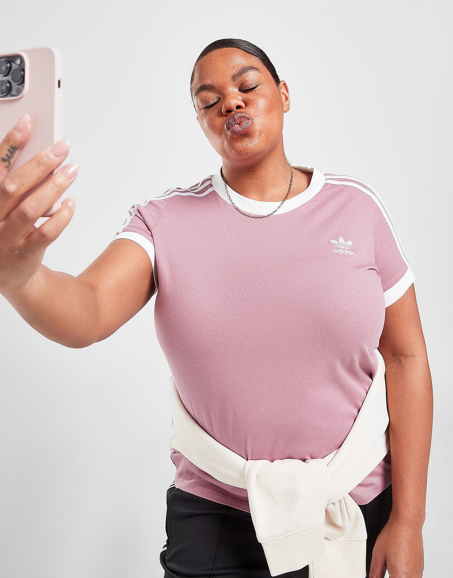 

adidas Originals Plus Size 3-Stripes T-Shirt - Magic Mauve - Womens, Magic Mauve
