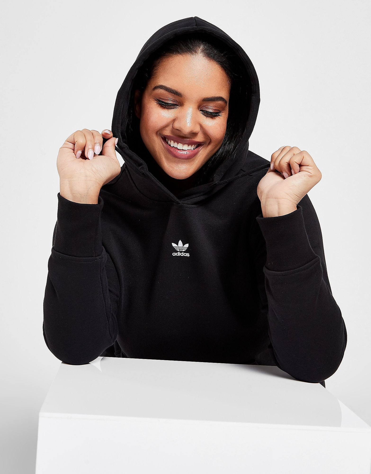 adidas Originals Essential Fleece Plus Size Hoodie - Black - Womens, Black