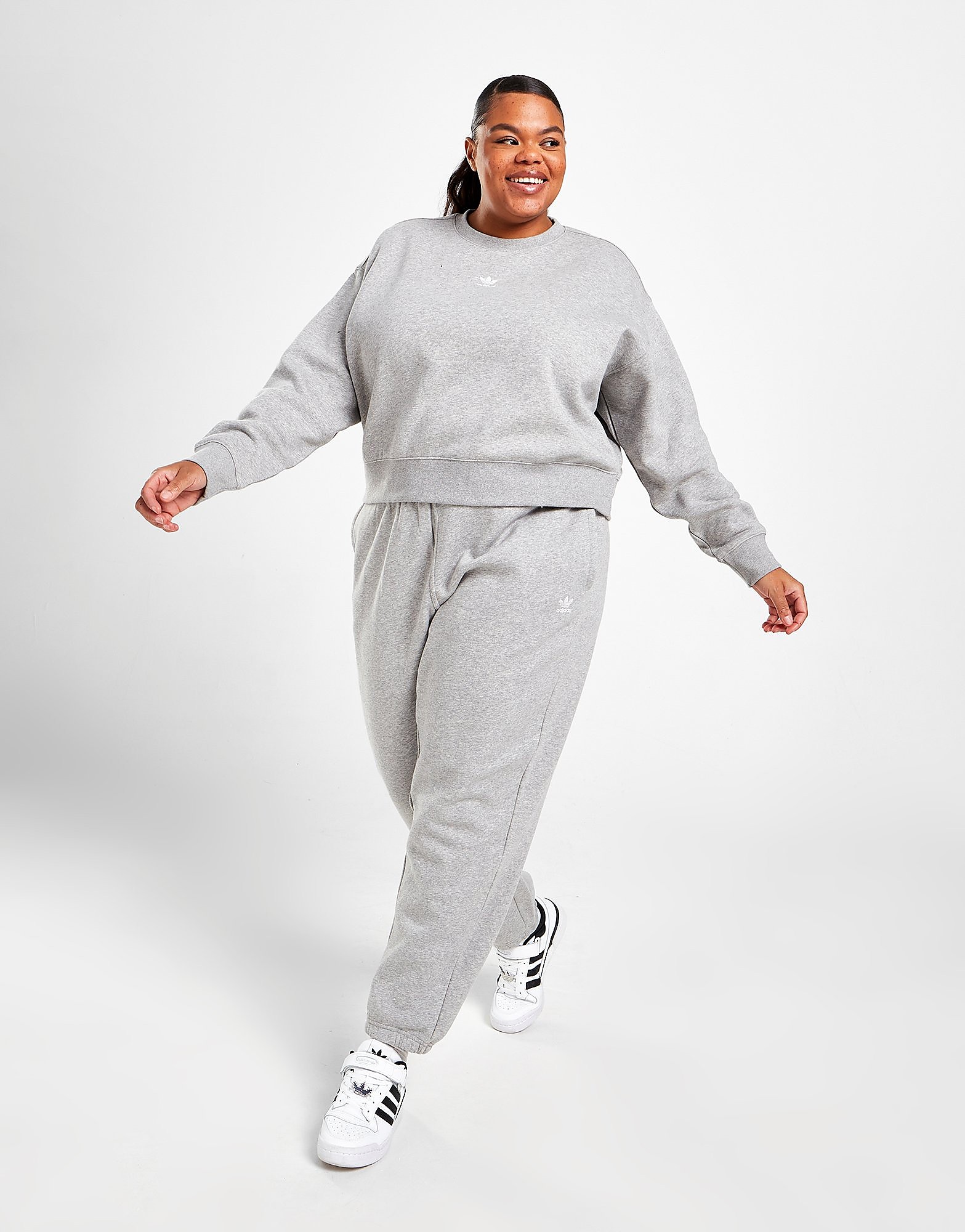 

adidas Originals Essential Fleece Plus Size Crew Sweatshirt - Grey - Womens, Grey