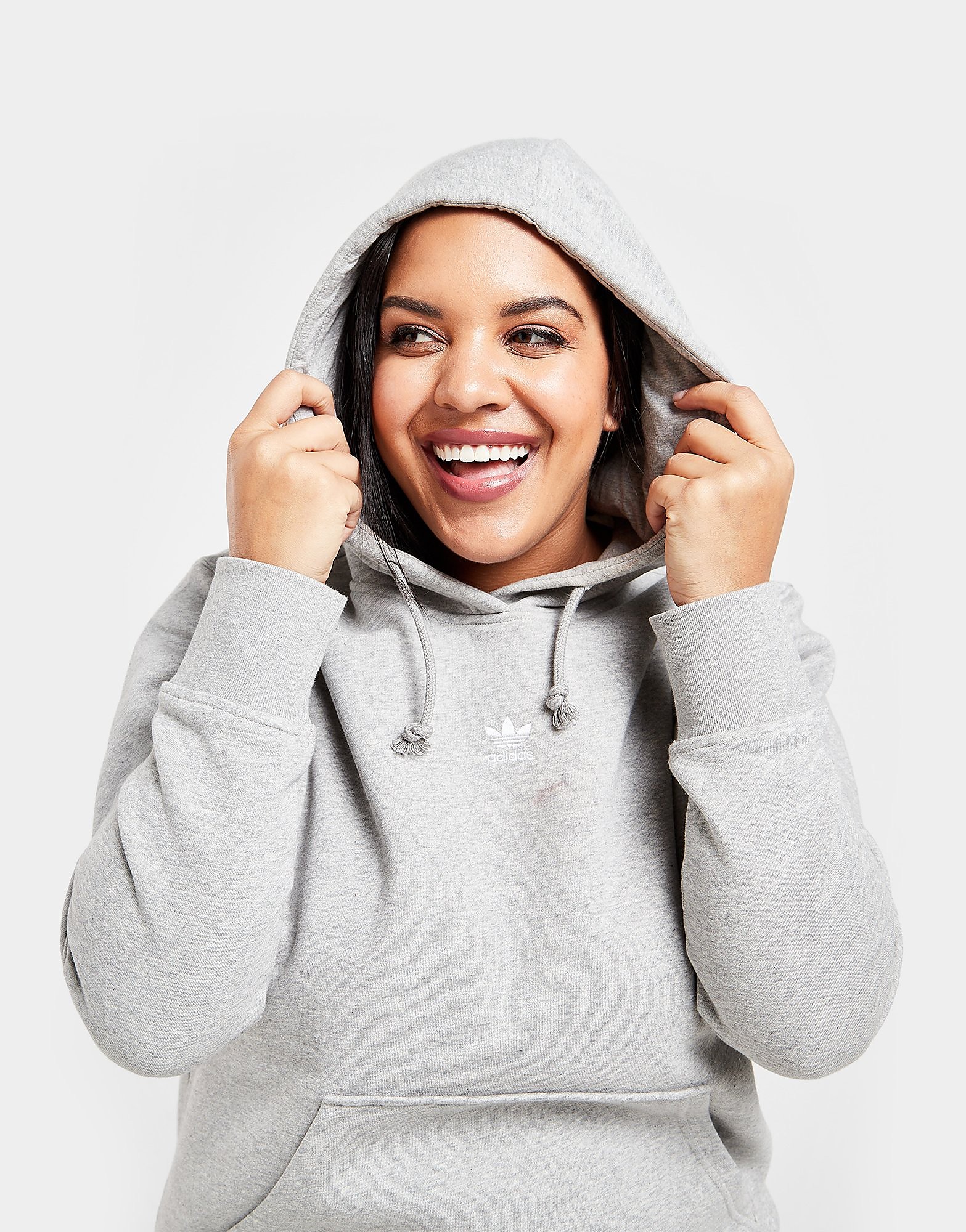 

adidas Originals Essential Fleece Plus Size Hoodie - Grey - Womens, Grey