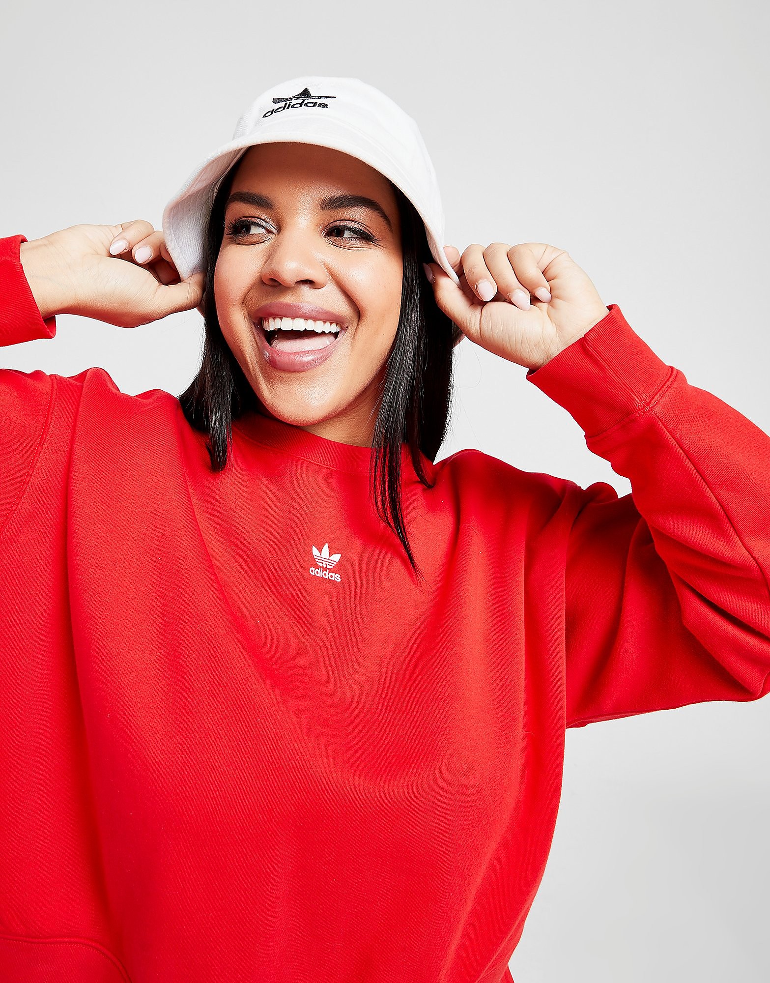 

adidas Originals Essential Fleece Plus Size Crew Sweatshirt - Red - Womens, Red