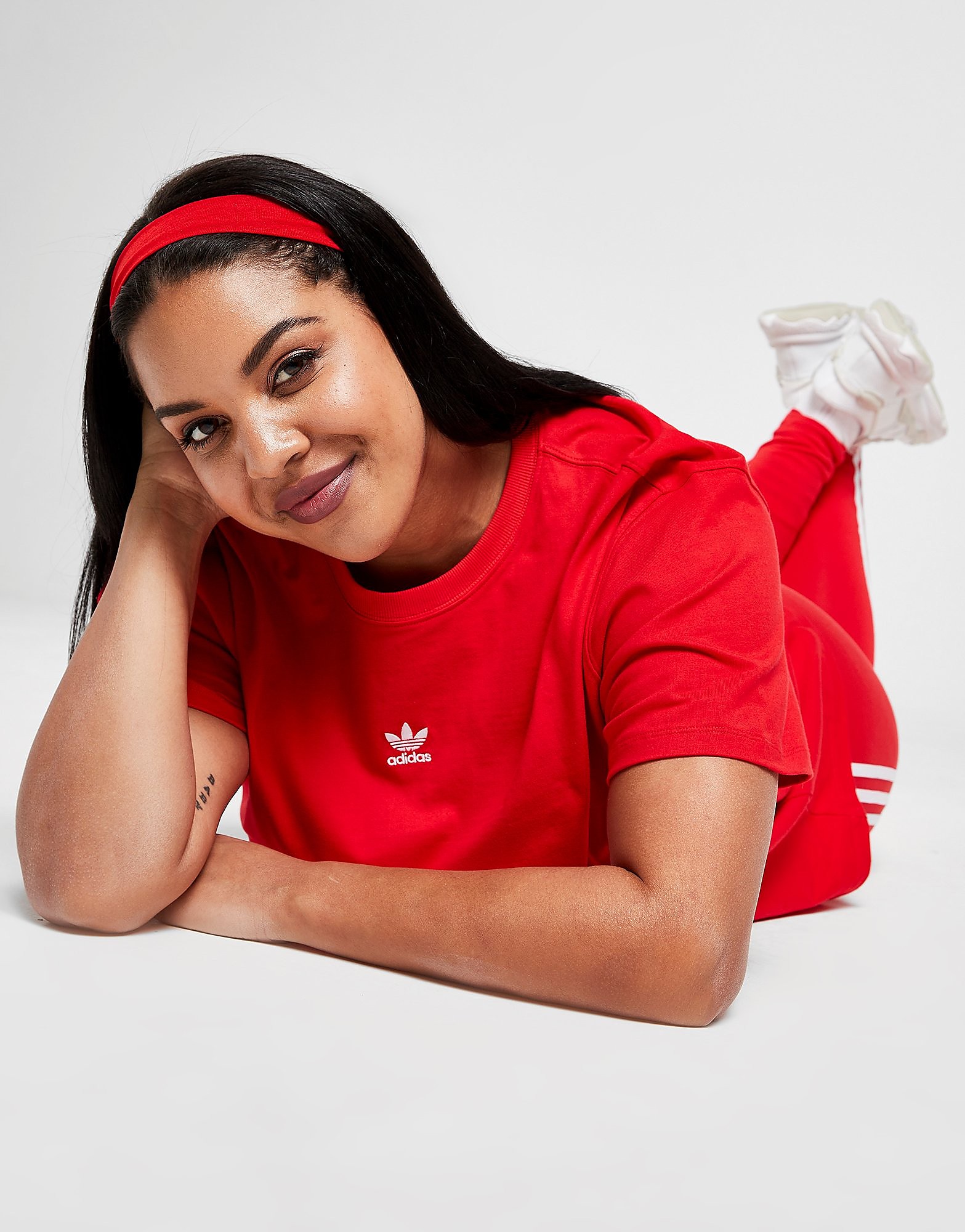 

adidas Originals Plus Size Essential Boyfriend T-Shirt - Red - Womens, Red