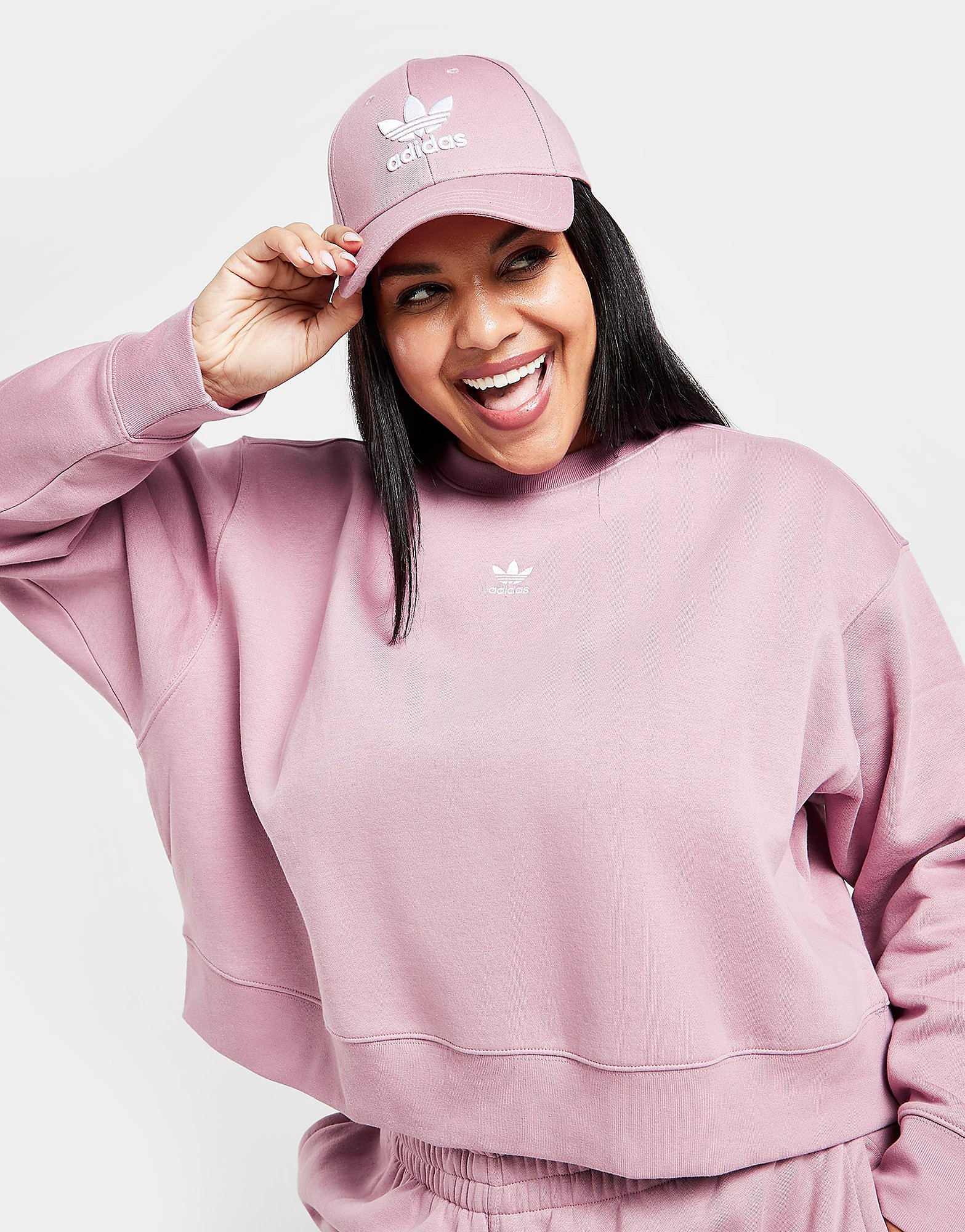 adidas Originals Essential Plus Size Crew Sweatshirt - Pink - Womens, Pink