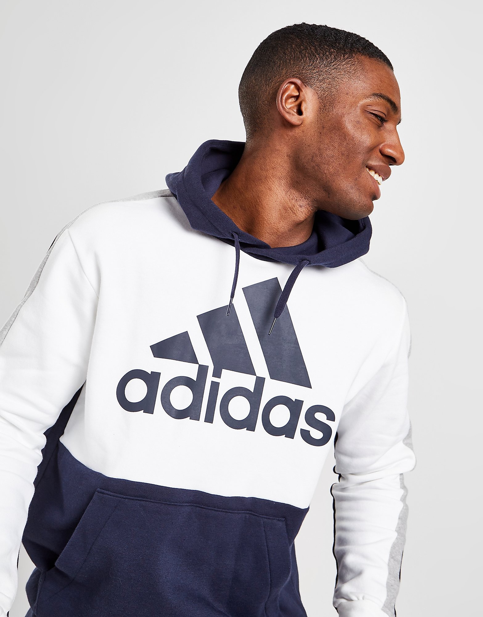

adidas Essentials Colour Block Hoodie - Blue/NAVY/WHITE/DGH - Mens, Blue/NAVY/WHITE/DGH