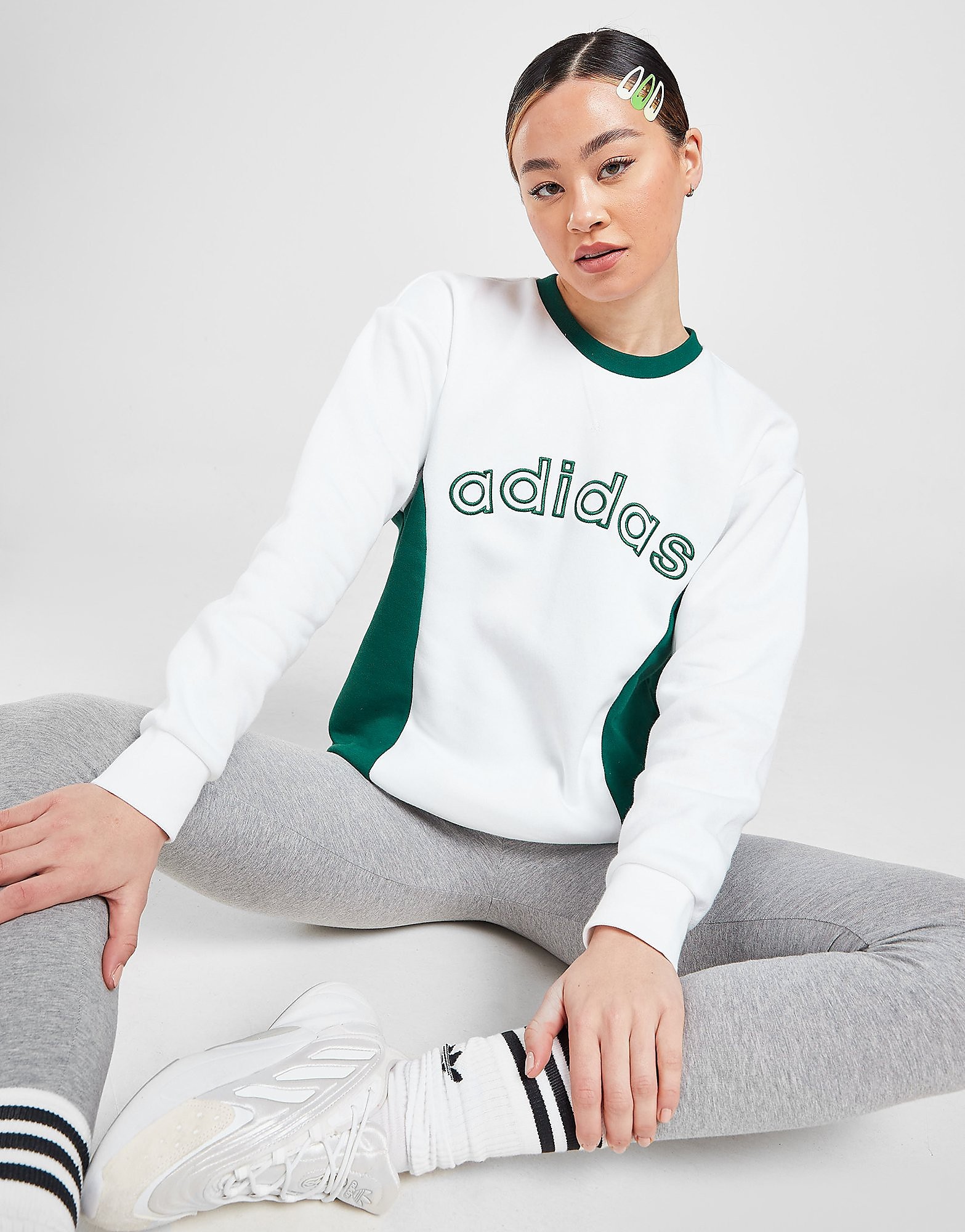 adidas Originals Varsity Boyfriend Sweatshirt - White - Womens, White