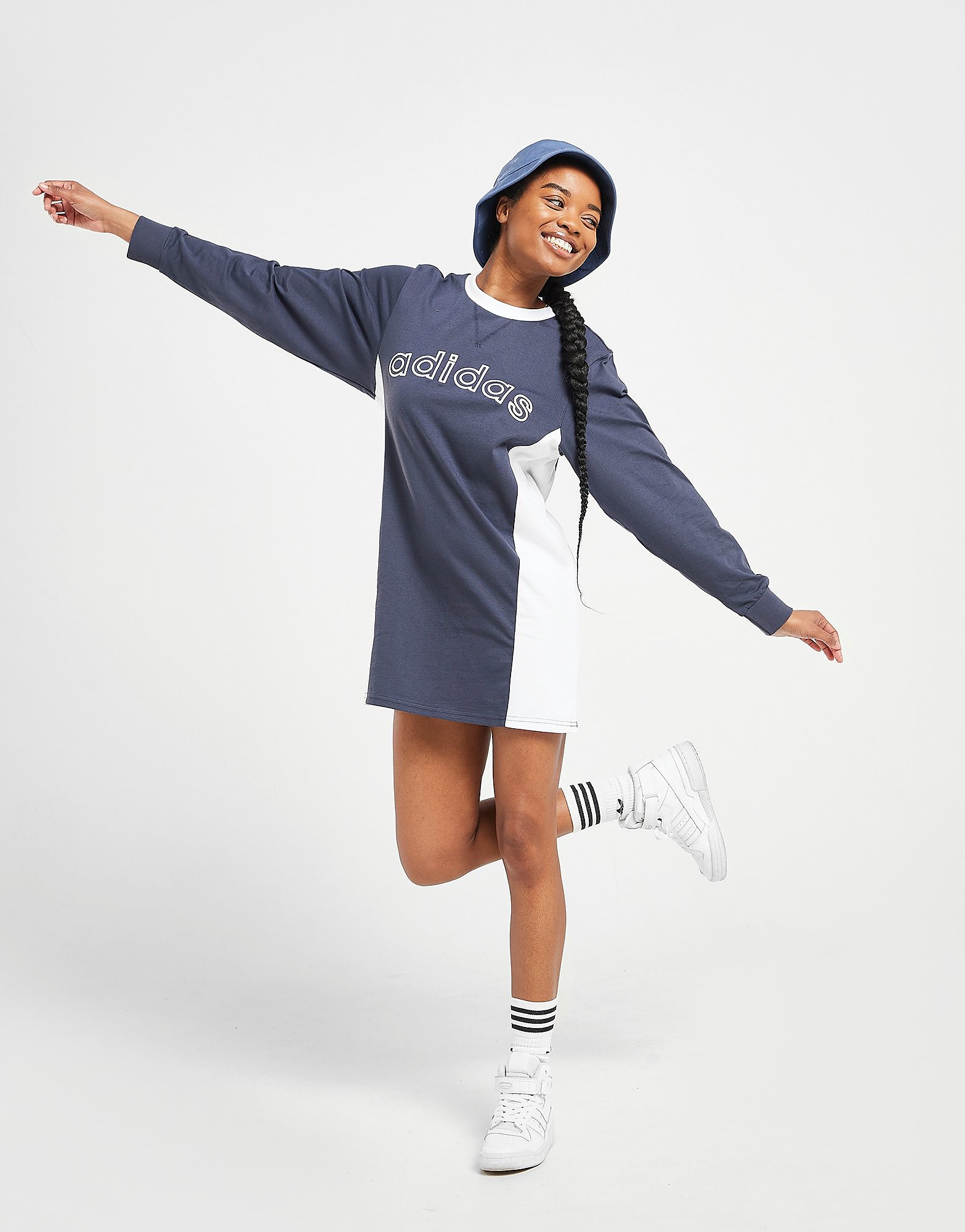 

adidas Originals Varsity Long Sleeve Dress - Navy - Womens, Navy