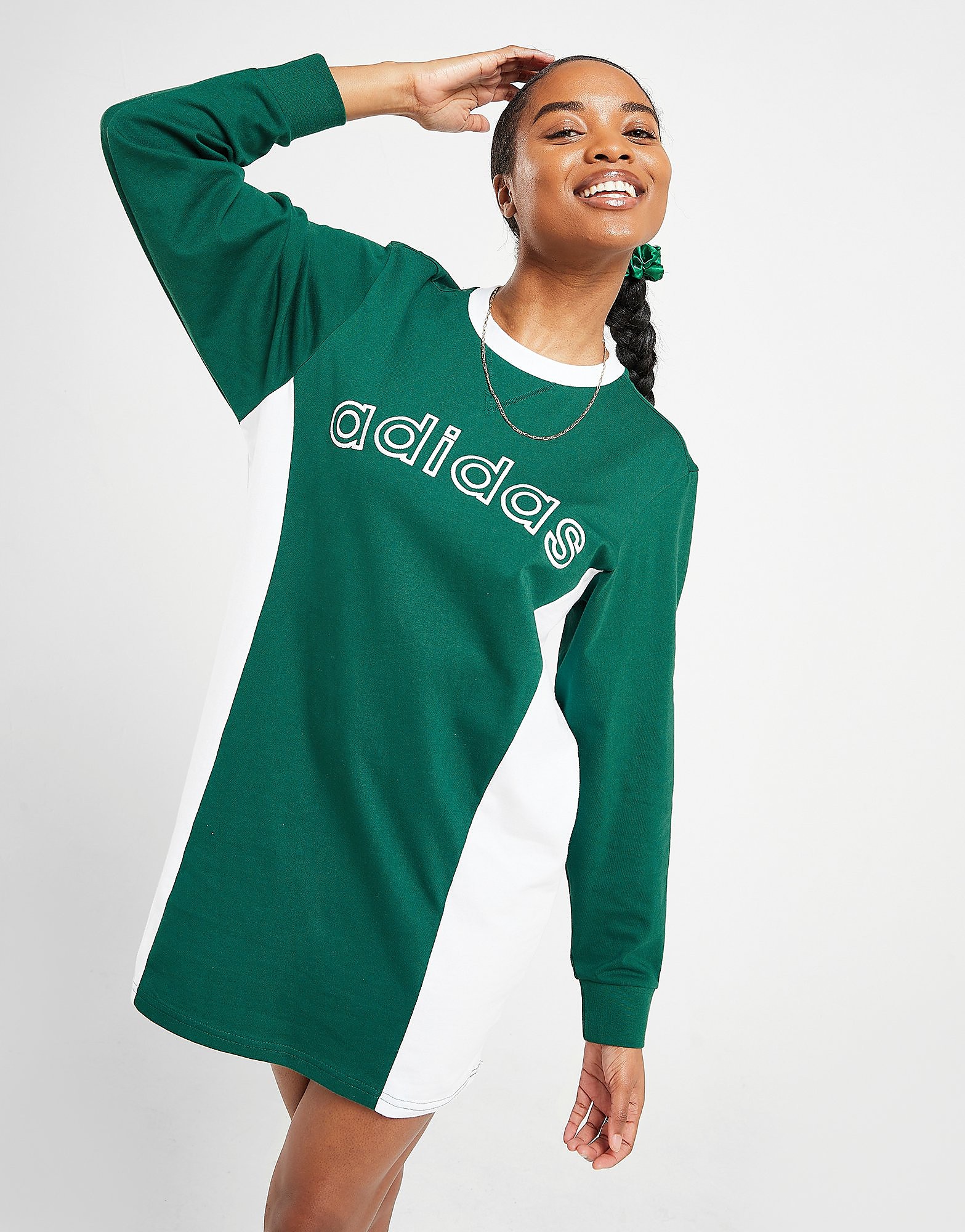 

adidas Originals Varsity Long Sleeve Dress - Green - Womens, Green