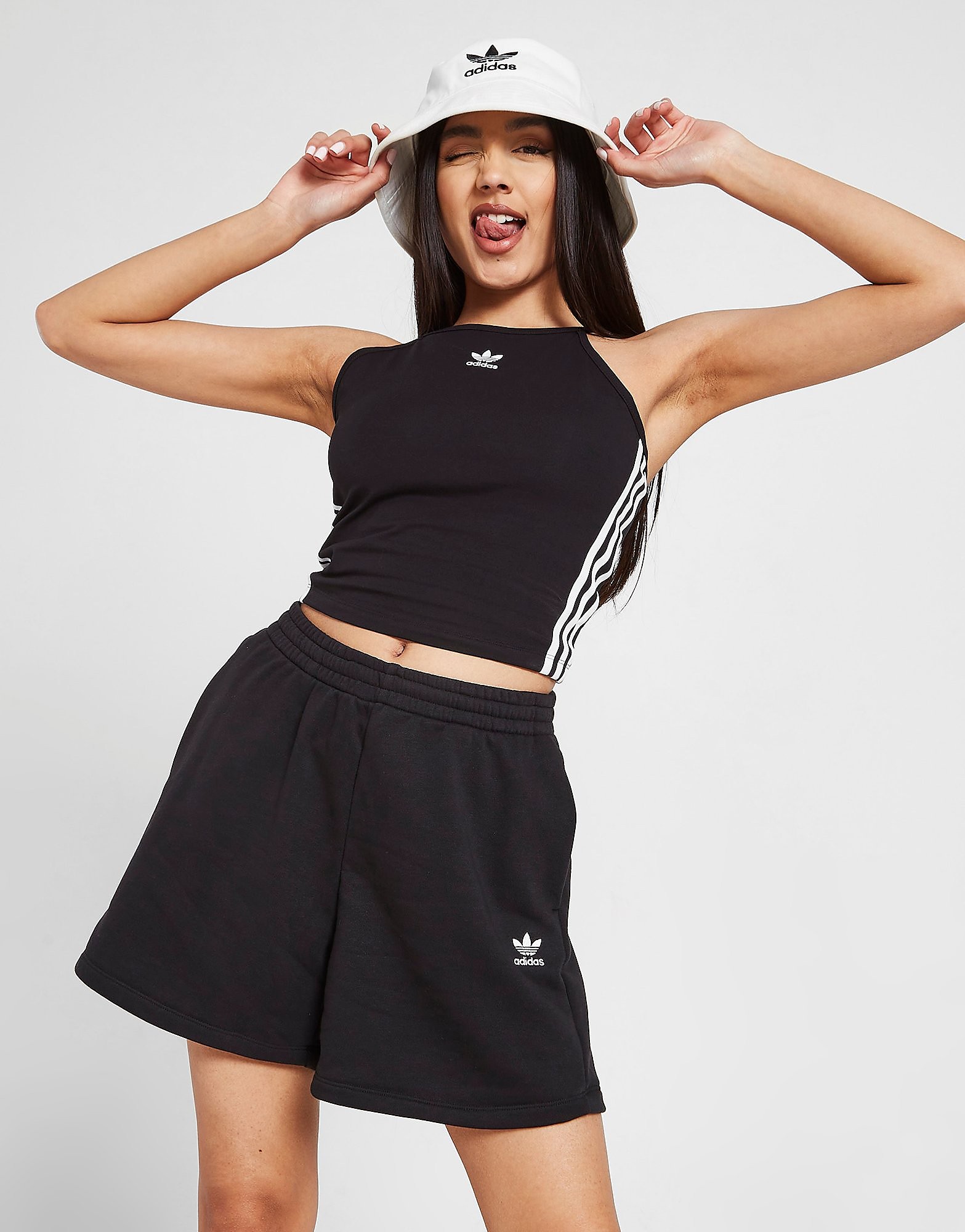 

adidas Originals 3-Stripes Strappy Tank Top - Black - Womens, Black