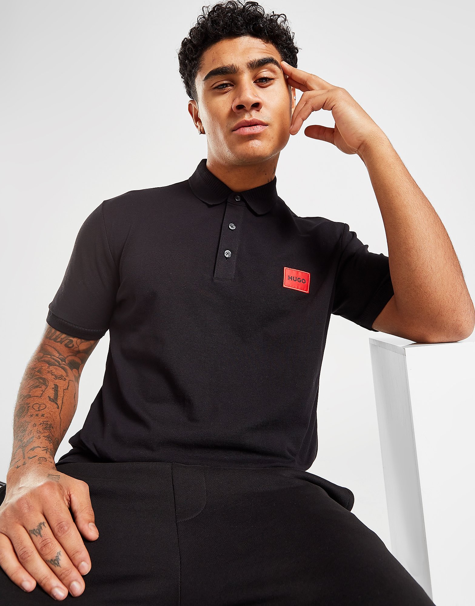 

HUGO Dereso Square Polo Shirt - Black - Mens, Black