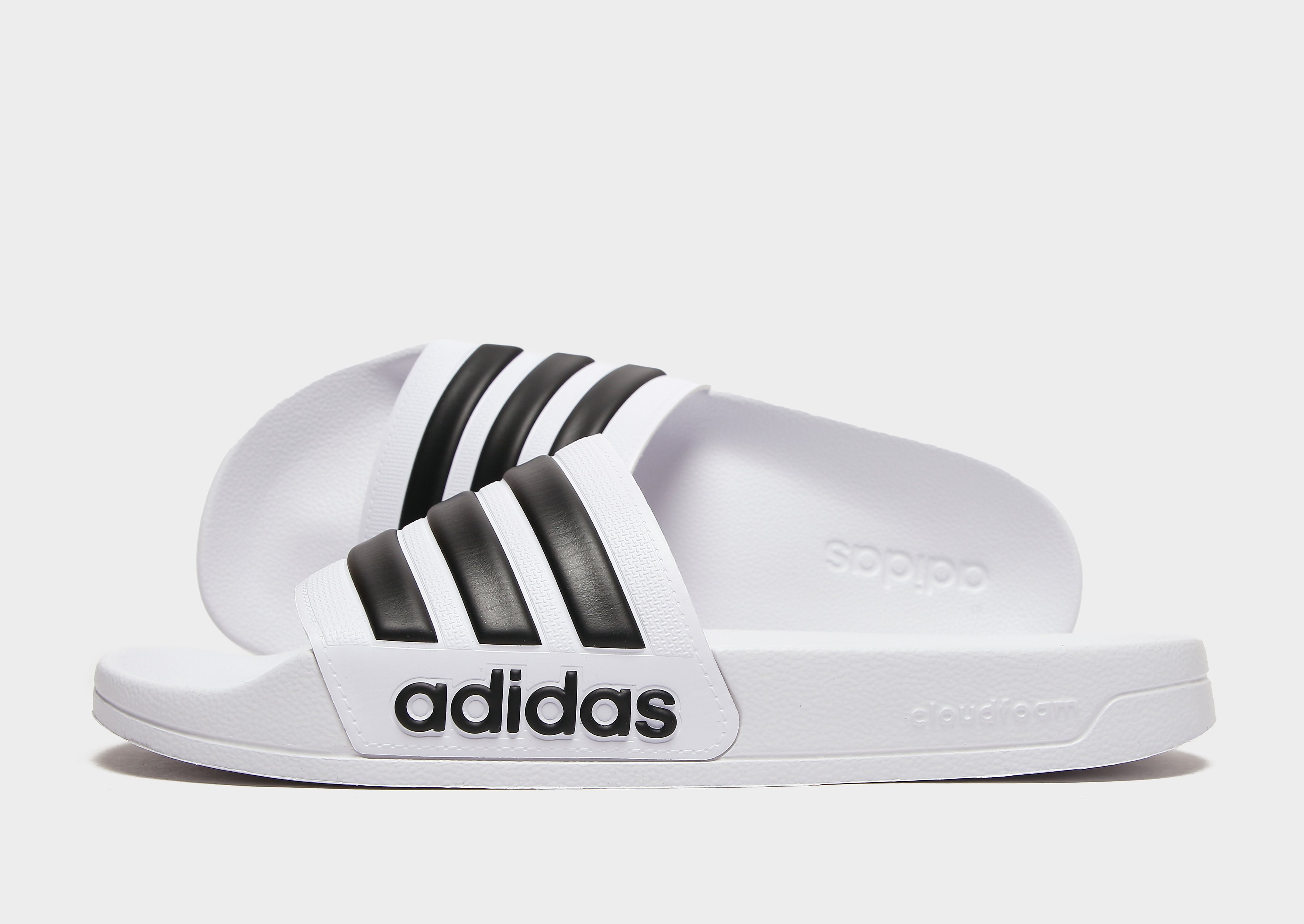 

adidas Originals Adilette Shower Slides - Cloud White / Core Black / Cloud White - Womens, Cloud White / Core Black / Cloud White
