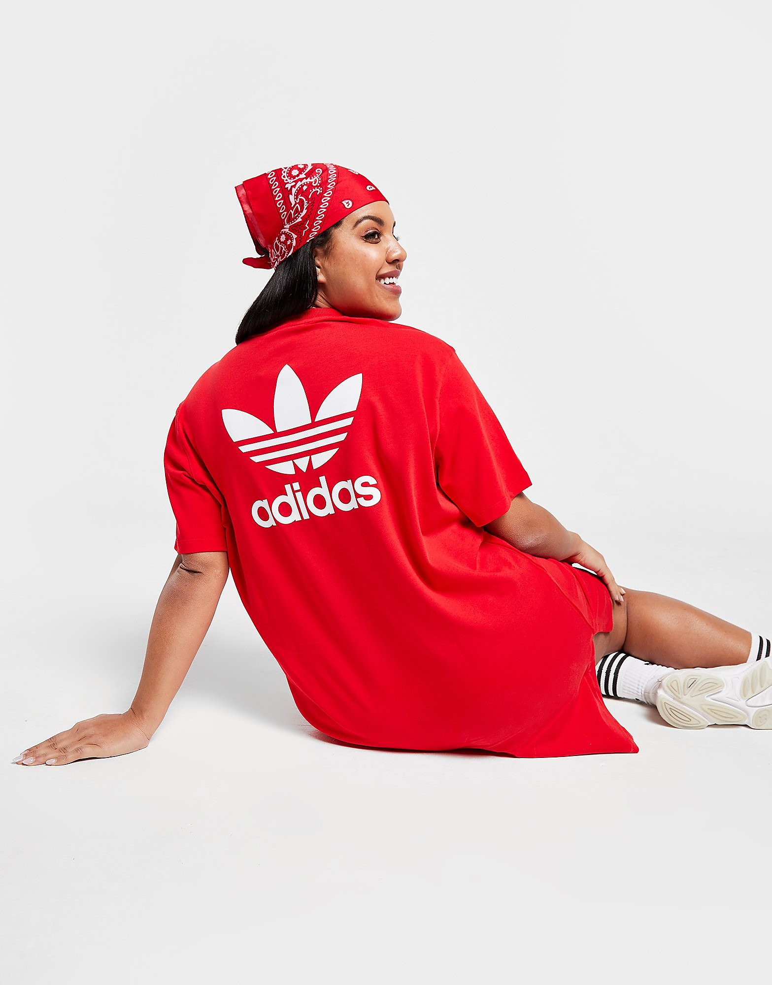 

adidas Originals Plus Size T-Shirt Dress - Red - Womens, Red