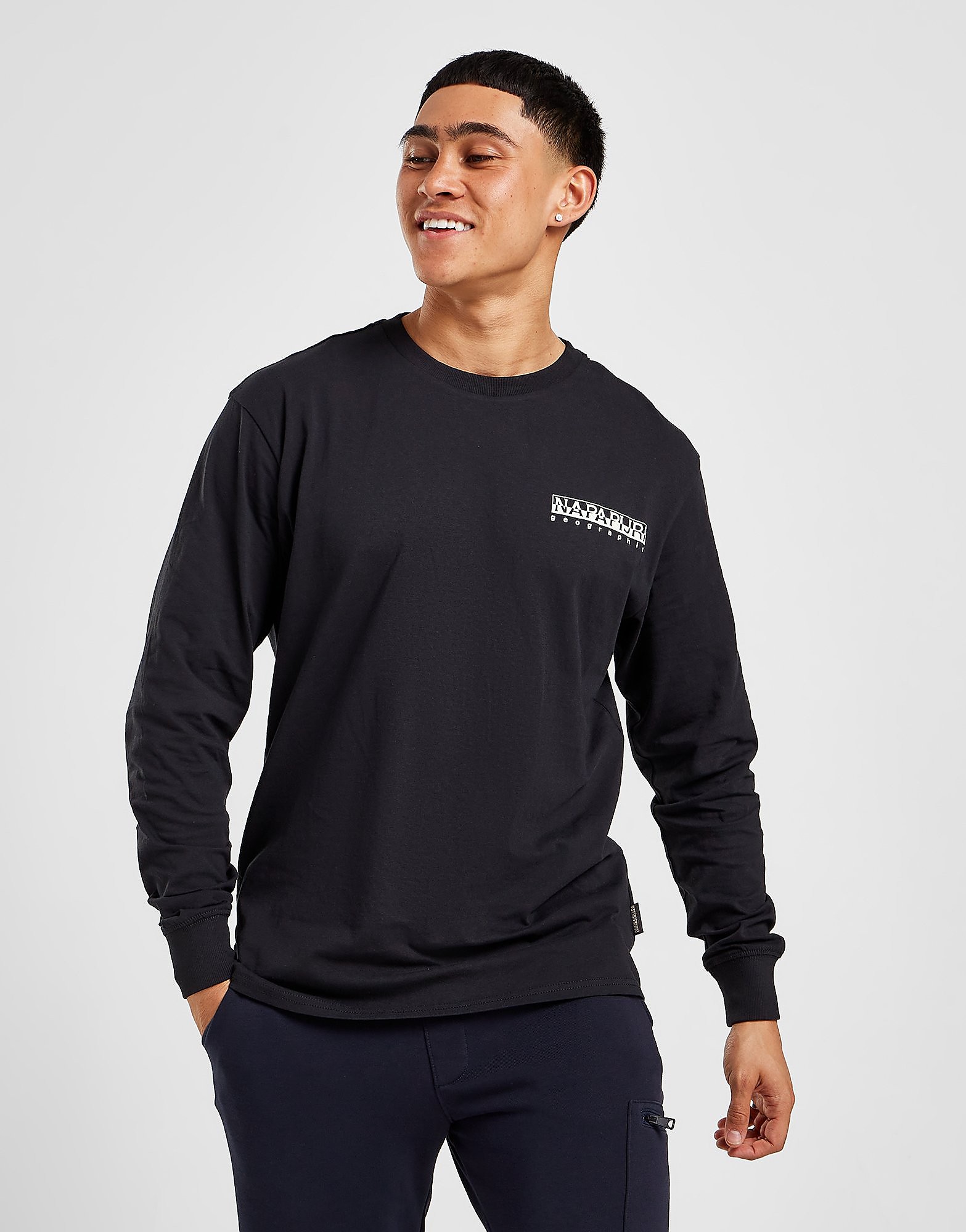

Napapijri Quintino Back Print Long Sleeve T-Shirt - Black - Mens, Black