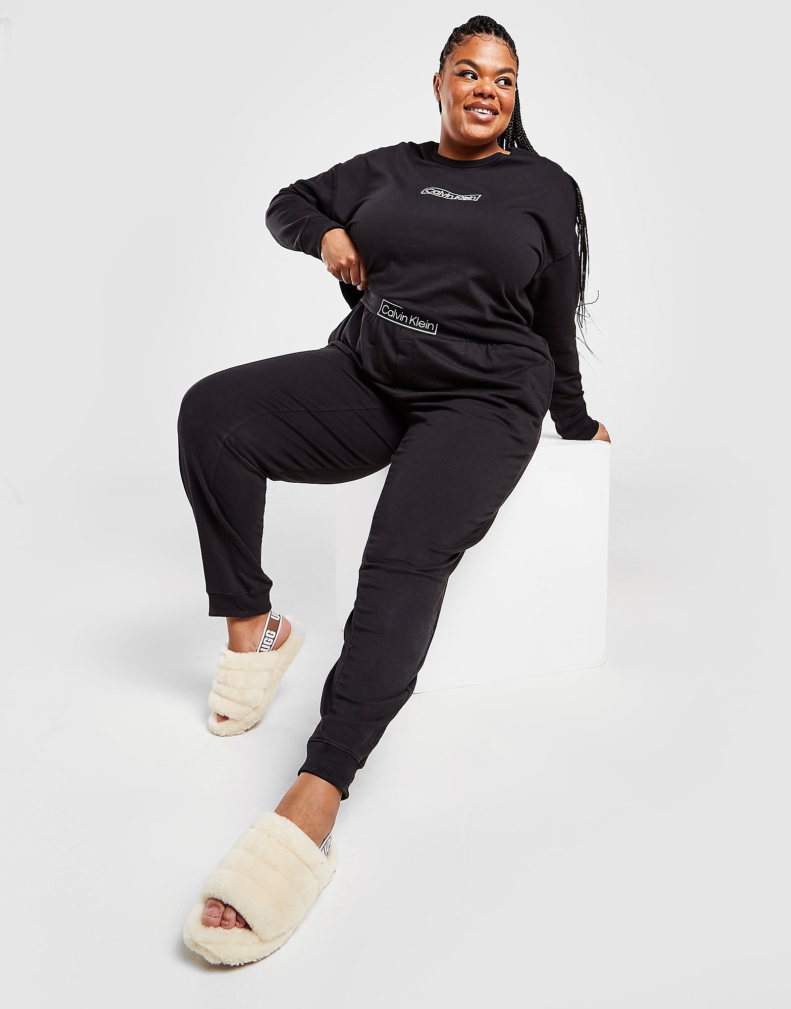 

Calvin Klein Curve Box Logo Plus Size Joggers - Black - Womens, Black