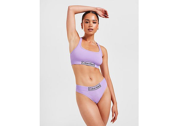 Calvin Klein Underwear Box Logo Thong - Purple - Womens, Purple
