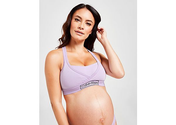 Calvin Klein Maternity Box Logo Bralette - Purple - Womens, Purple