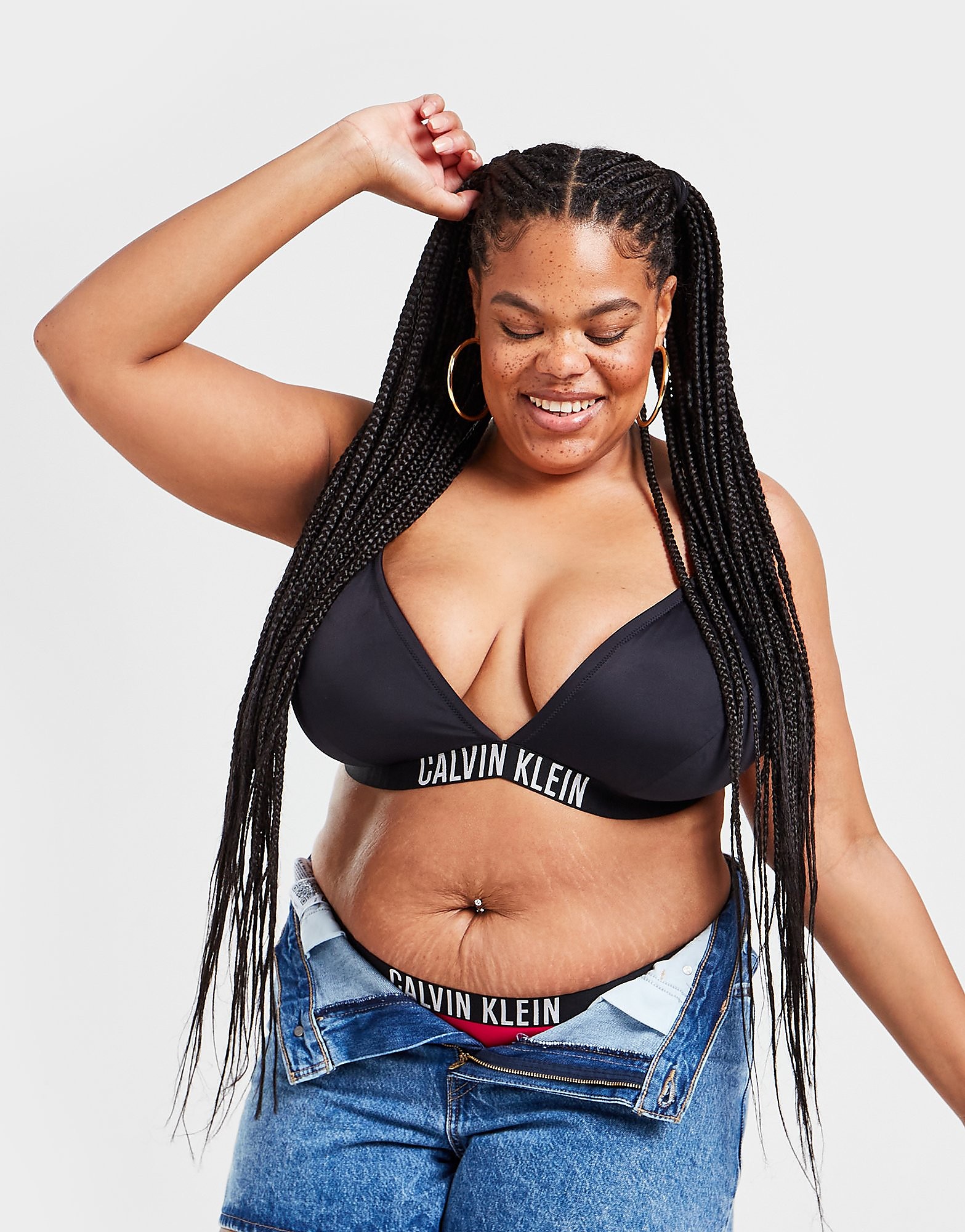 

Calvin Klein Swim Plus Size Tape Triangle Bikini Top - Black - Womens, Black