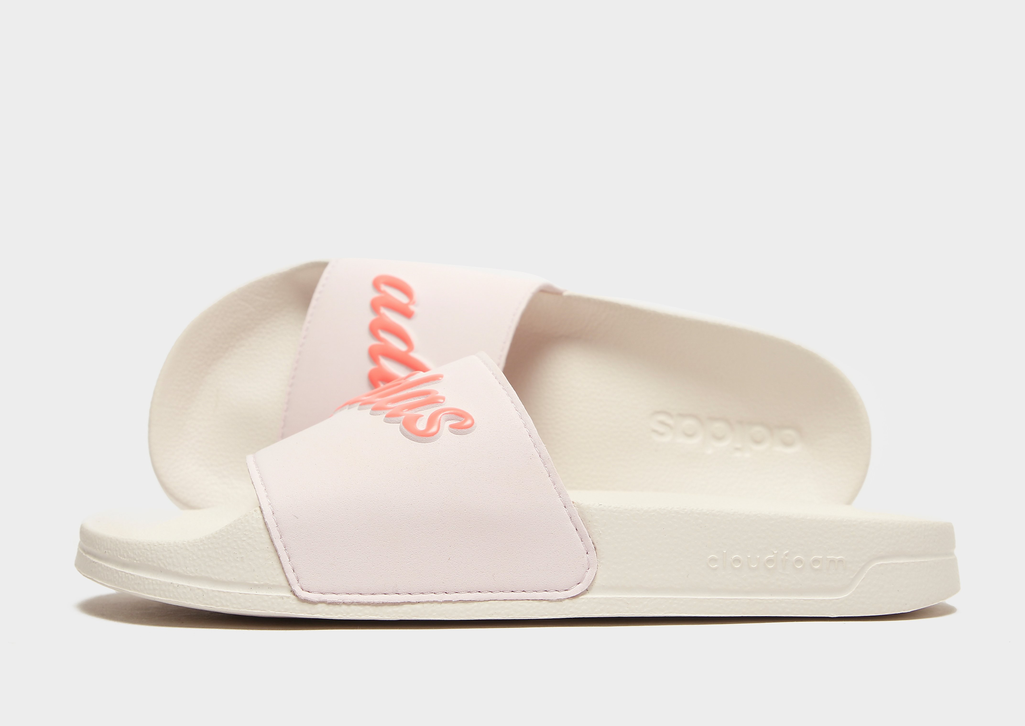

adidas Adilette Shower Slides Women's - Almost Pink / Acid Red / Chalk White, Almost Pink / Acid Red / Chalk White