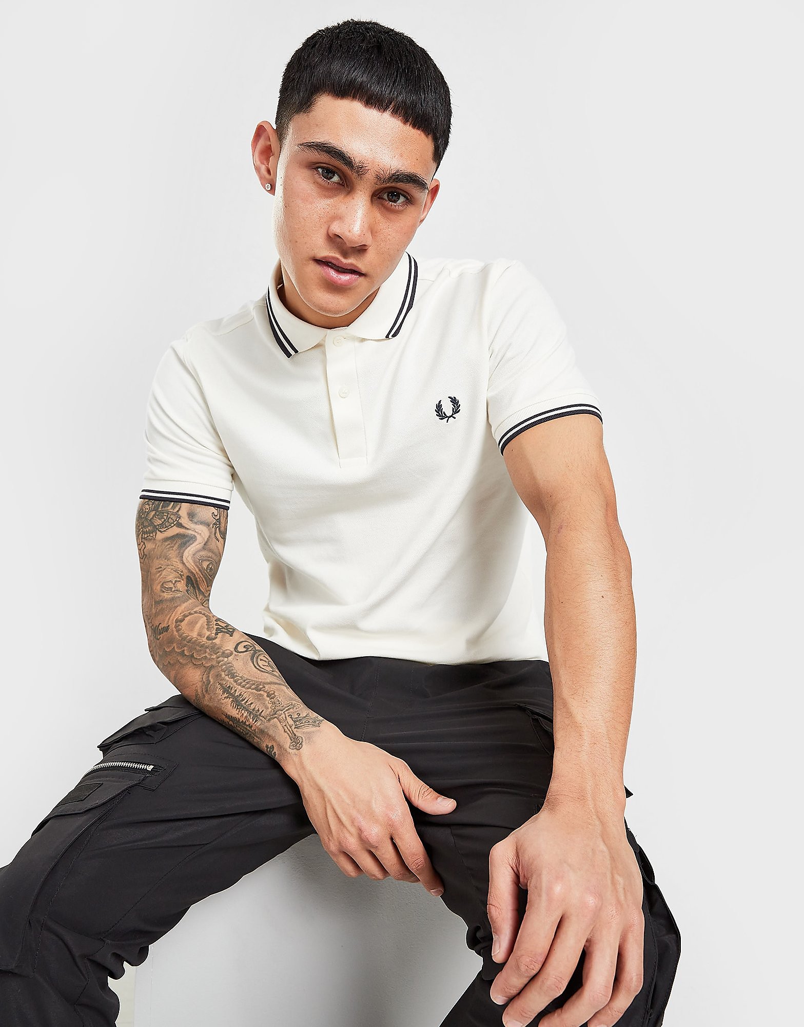 

Fred Perry Twin Tipped Polo Shirt - White - Mens, White