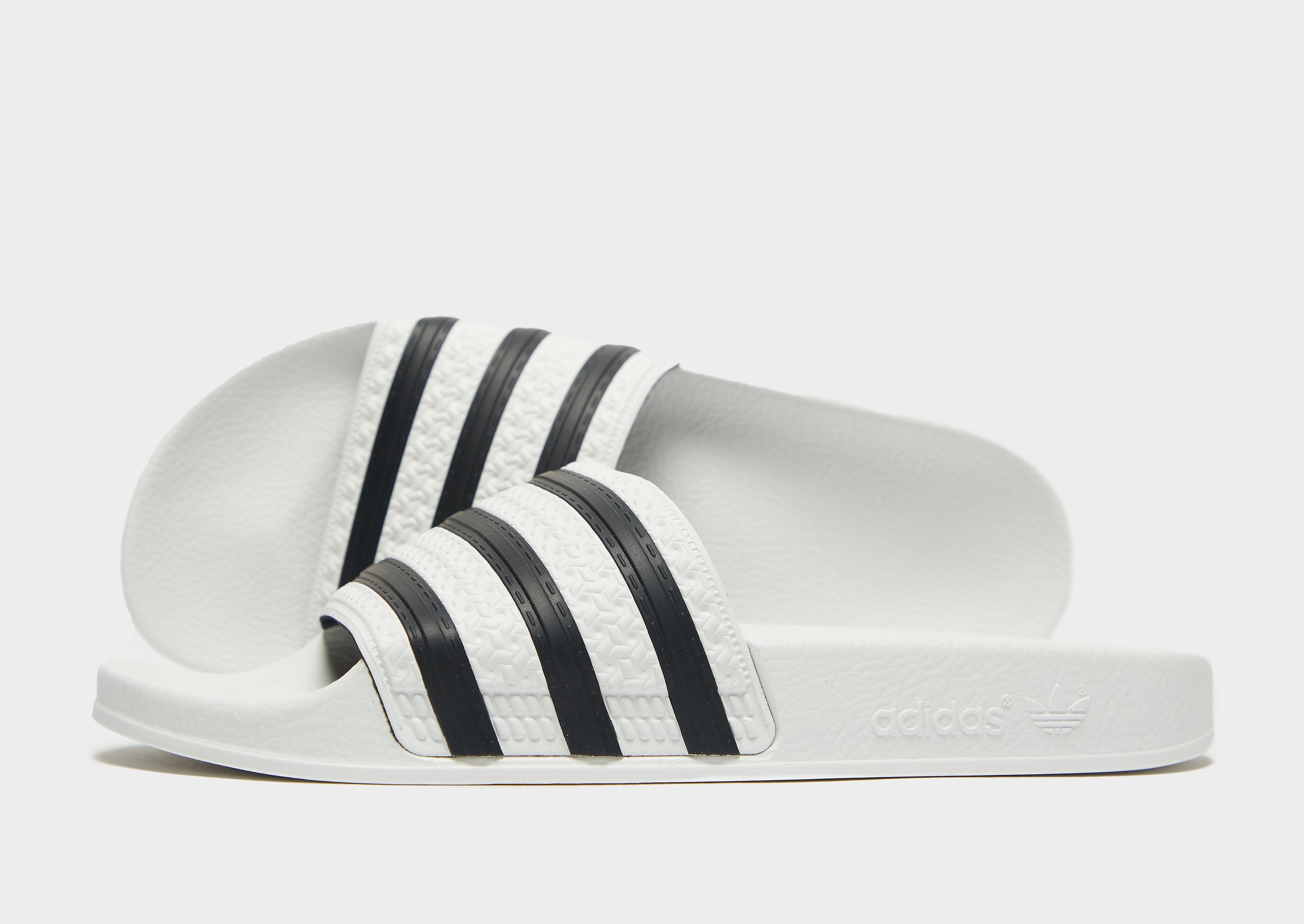 

adidas Originals Adilette Slides Women's - White/WHT/BLK, White/WHT/BLK