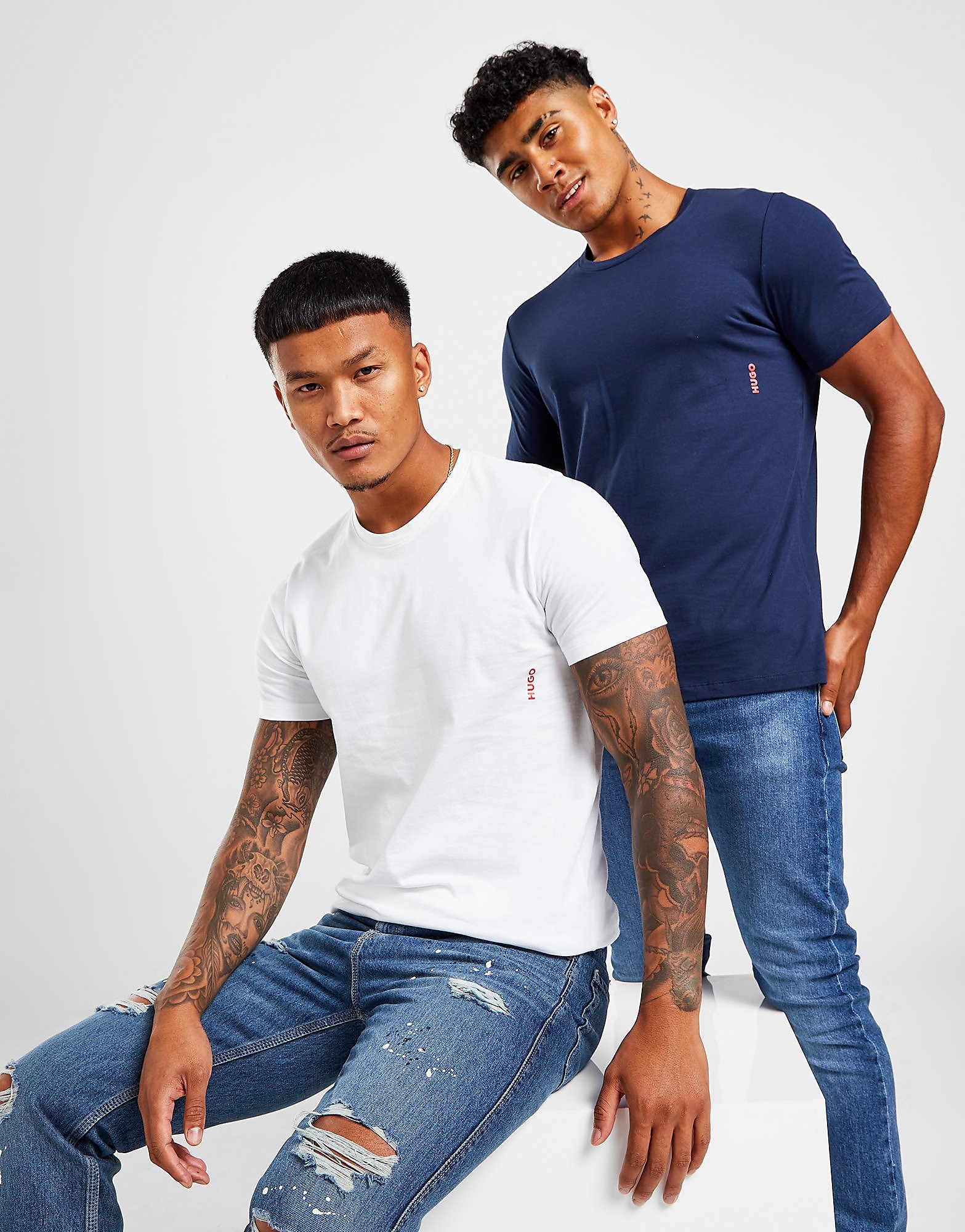

HUGO 2 Pack T-Shirts - Blue/White - Mens, Blue/White