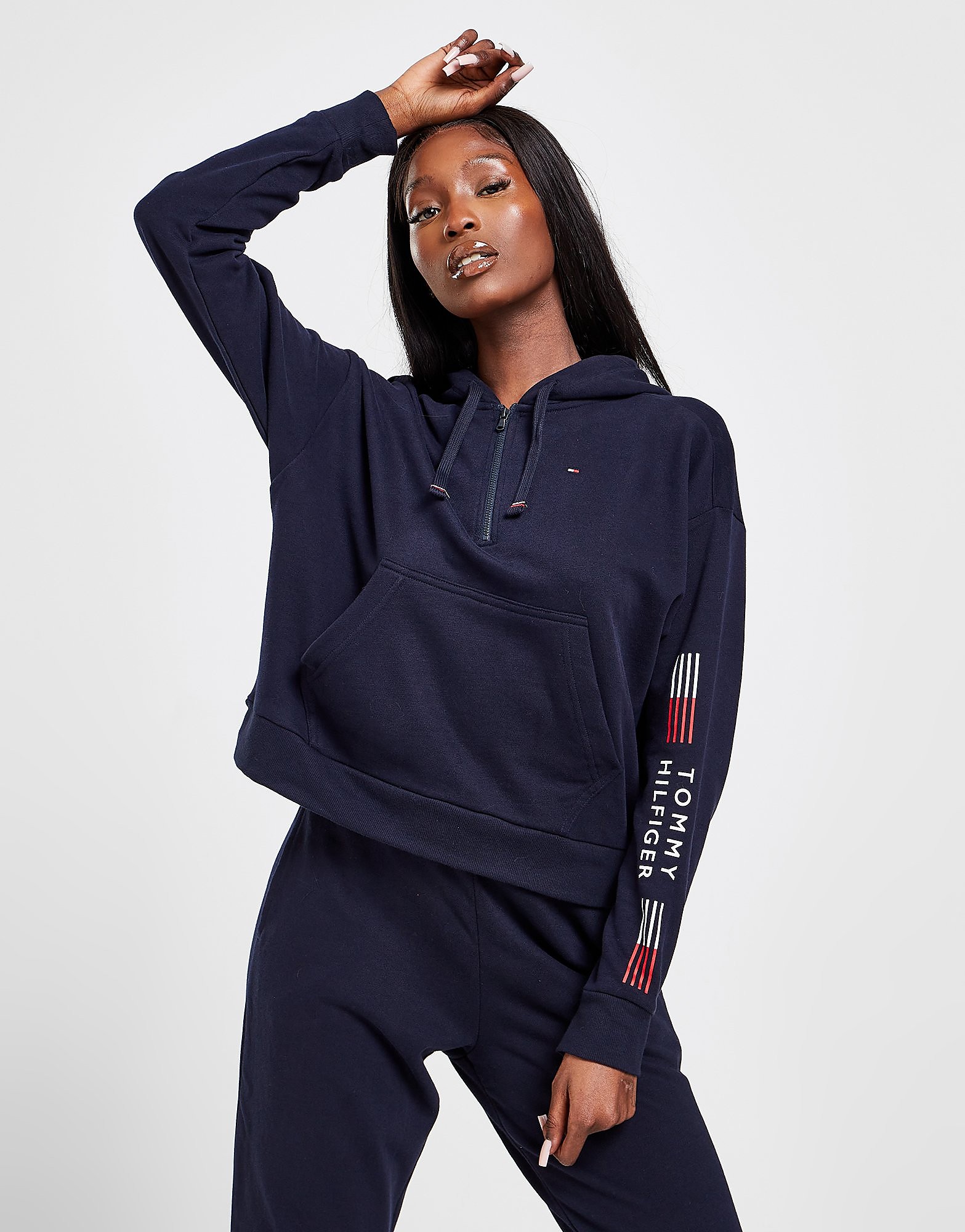 

Tommy Hilfiger Lounge Logo 1/2 Zip Hoodie - Navy - Womens, Navy
