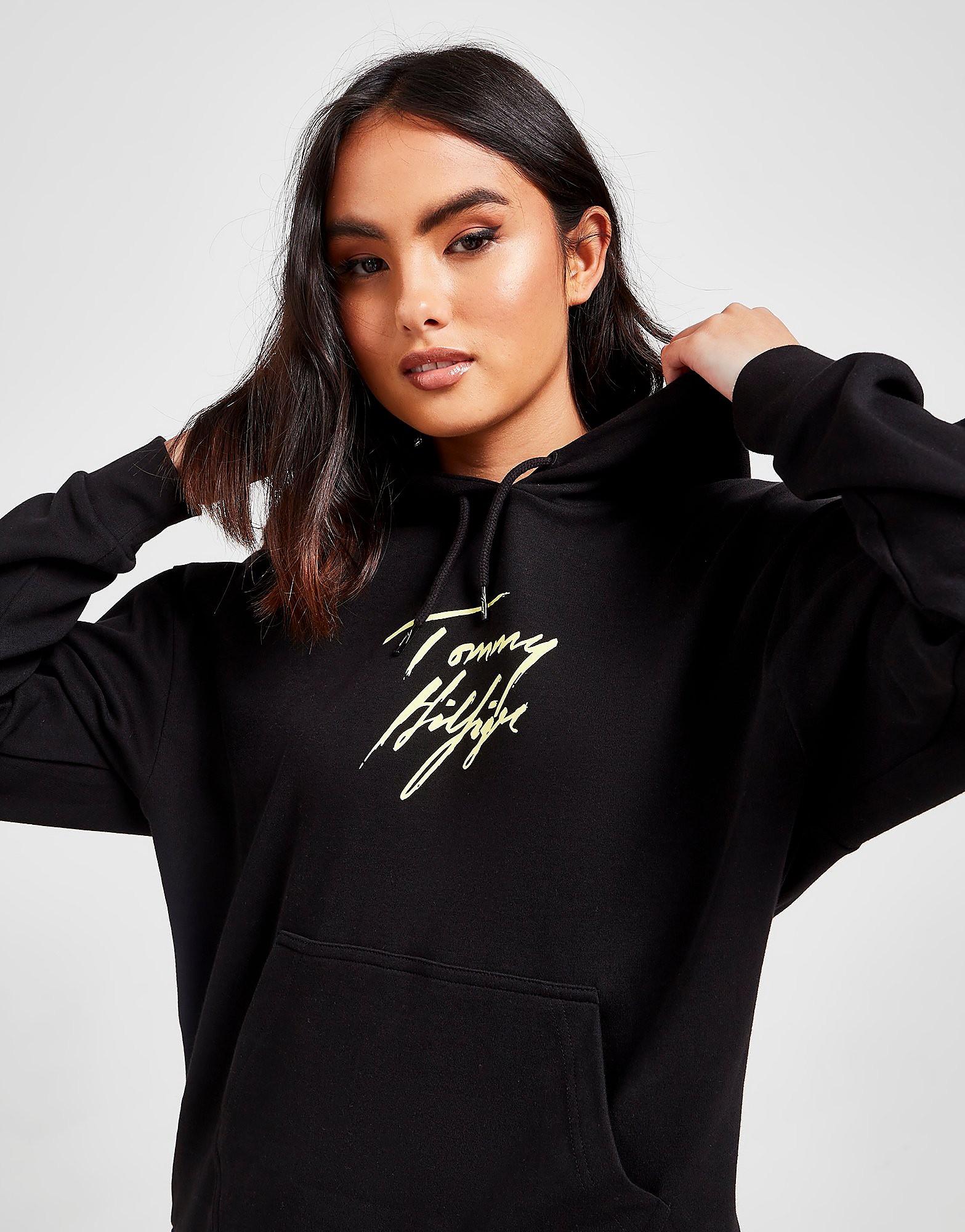 

Tommy Hilfiger Signature Logo Overhead Hoodie - Black - Womens, Black