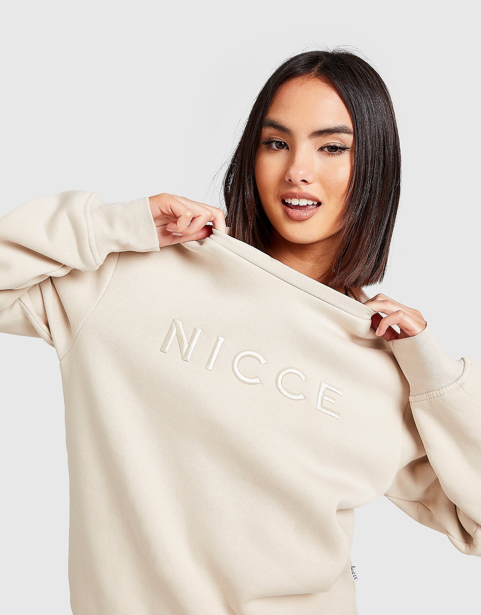 

Nicce Embroidered Logo Crew Neck Sweatshirt - Only at JD - Brown - Womens, Brown