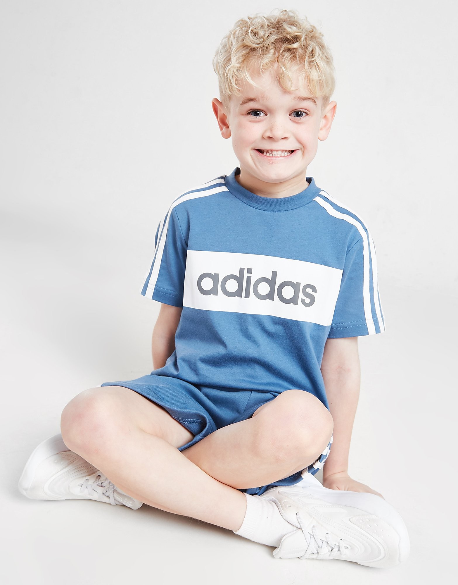 

adidas Linear Essential T-Shirt/Shorts Set Children - Only at JD - Blue - Kids, Blue