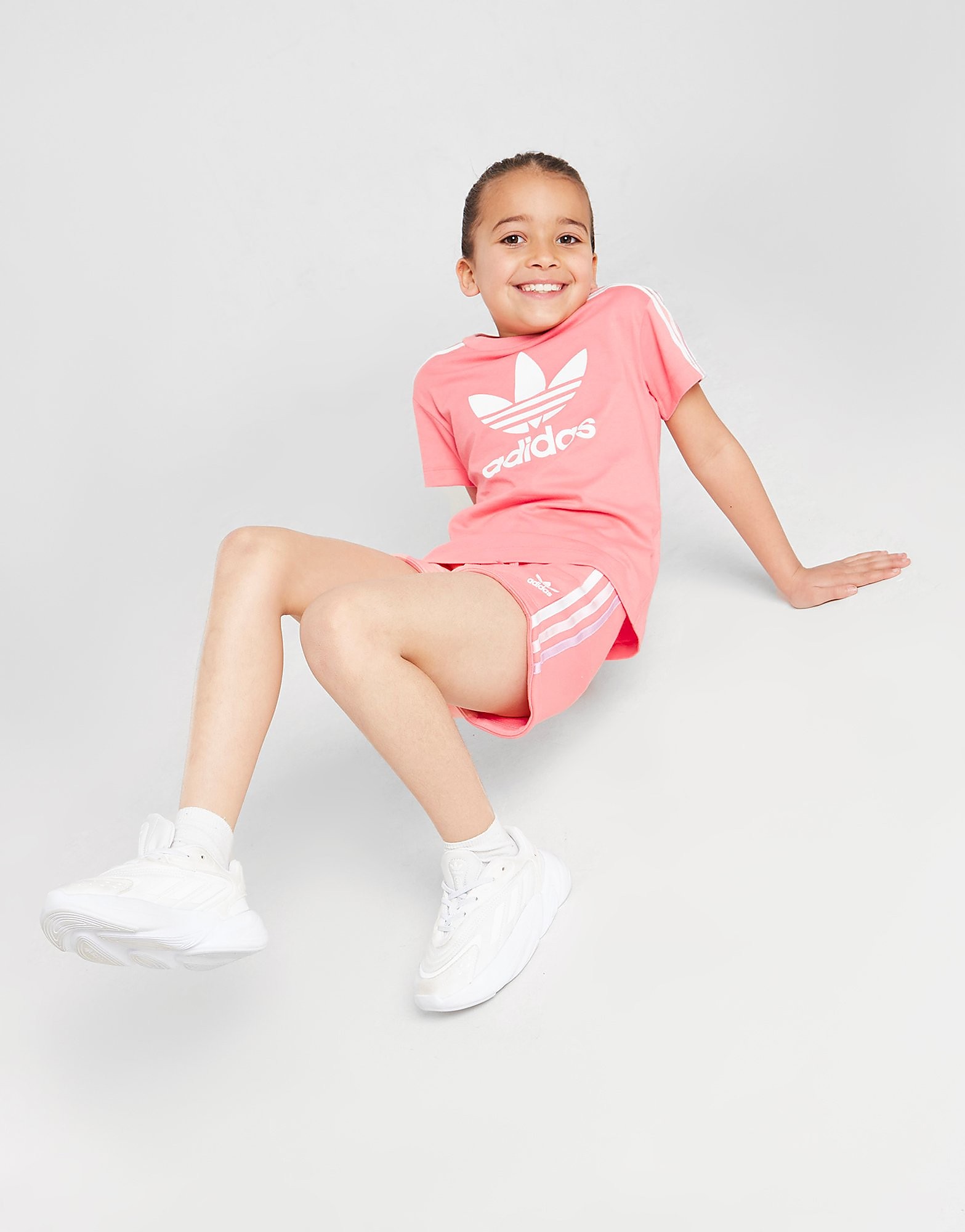 

adidas Originals Girls' Tri Stripe T-Shirt/Shorts Set Children - Only at JD - Pink - Kids, Pink