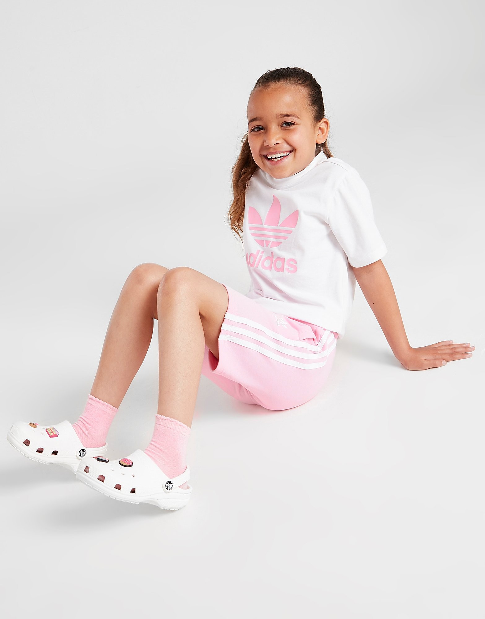 

adidas Originals Girls' Trefoil T-Shirt/Shorts Set Children - WHITE/Pink - Kids, WHITE/Pink
