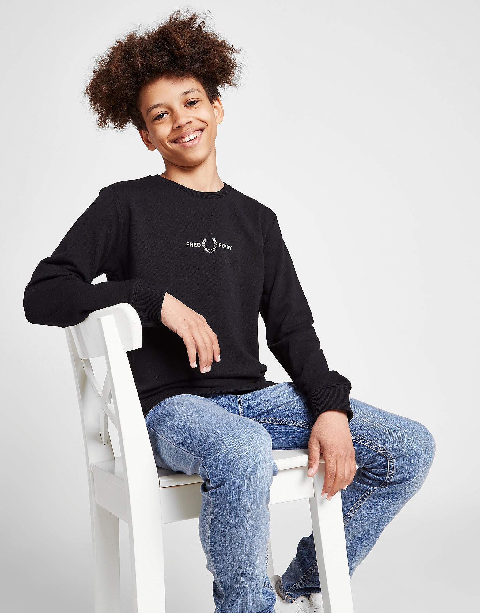 

Fred Perry Embroidered Crew Sweatshirt Junior - Black - Kids, Black