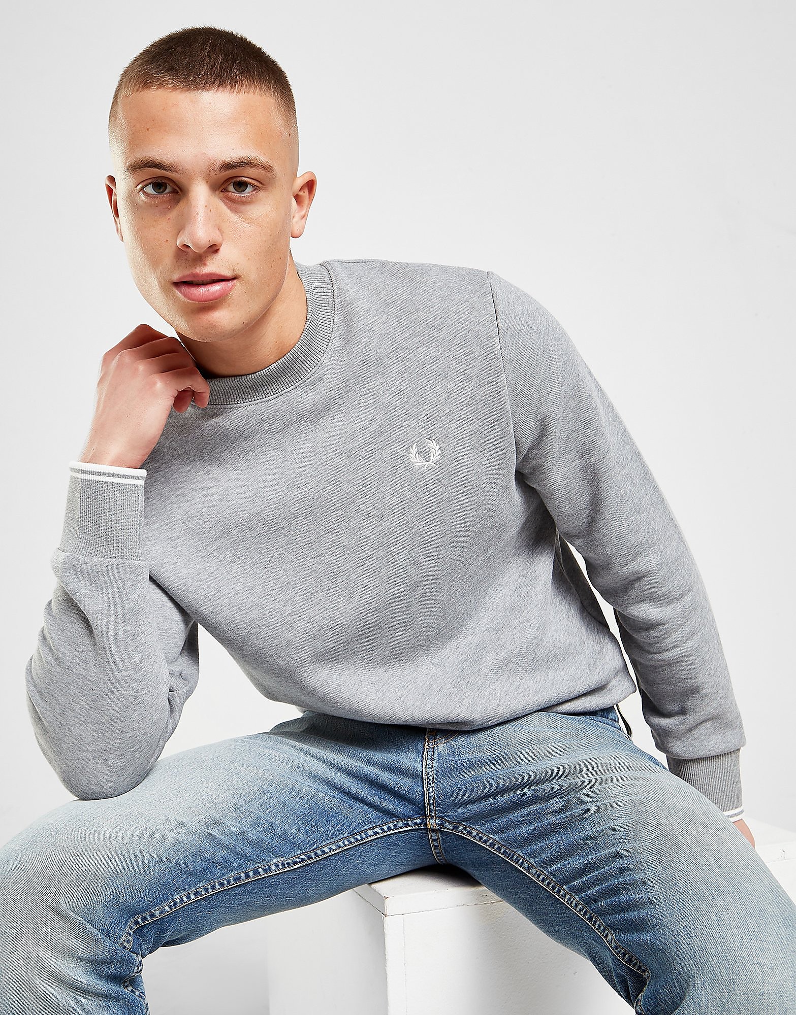 

Fred Perry Twin Tipped Crew Sweatshirt - Grey/STEEL - Mens, Grey/STEEL
