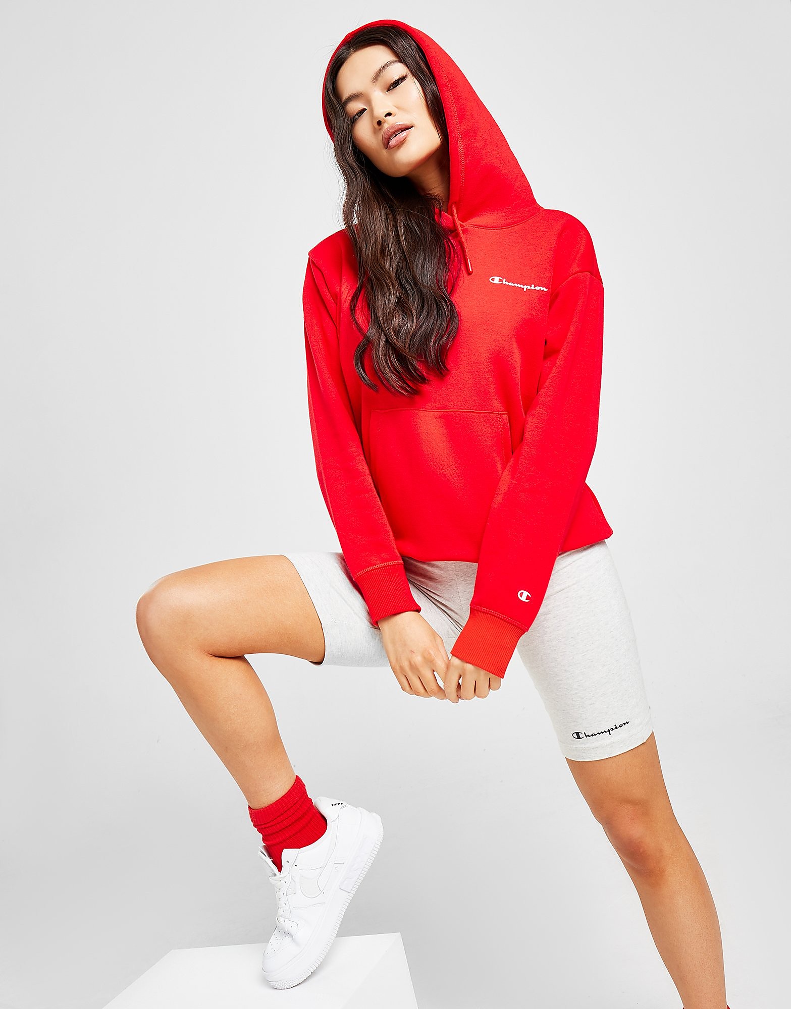 

Champion Small Logo Overhead Hoodie - Only at JD - Red - Womens, Red