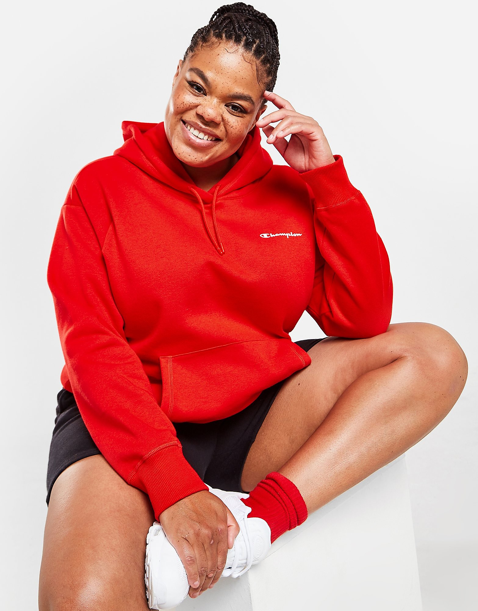 

Champion Small Logo Plus Size Hoodie - Red - Womens, Red