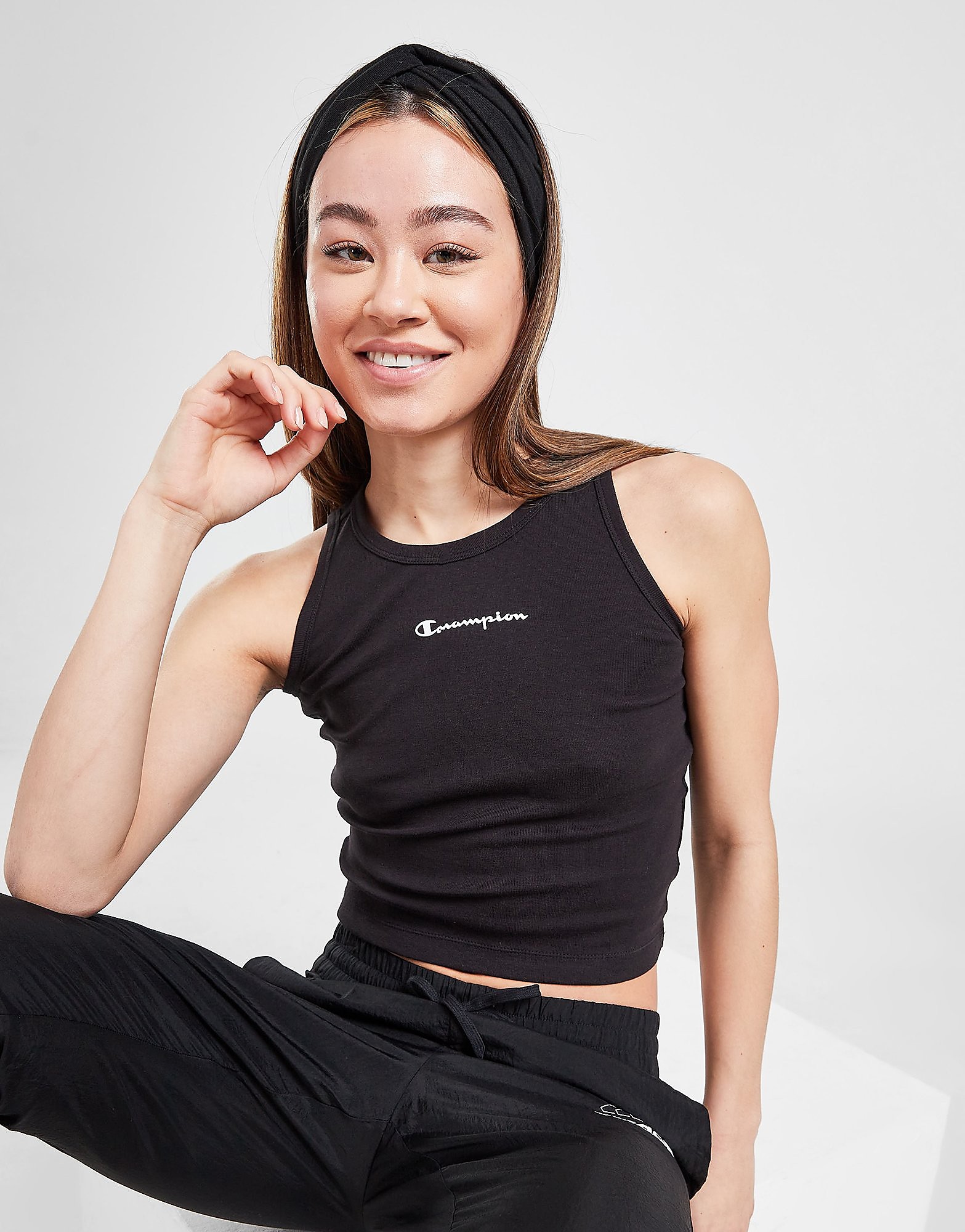 

Champion Small Script Tank Top - Black - Womens, Black