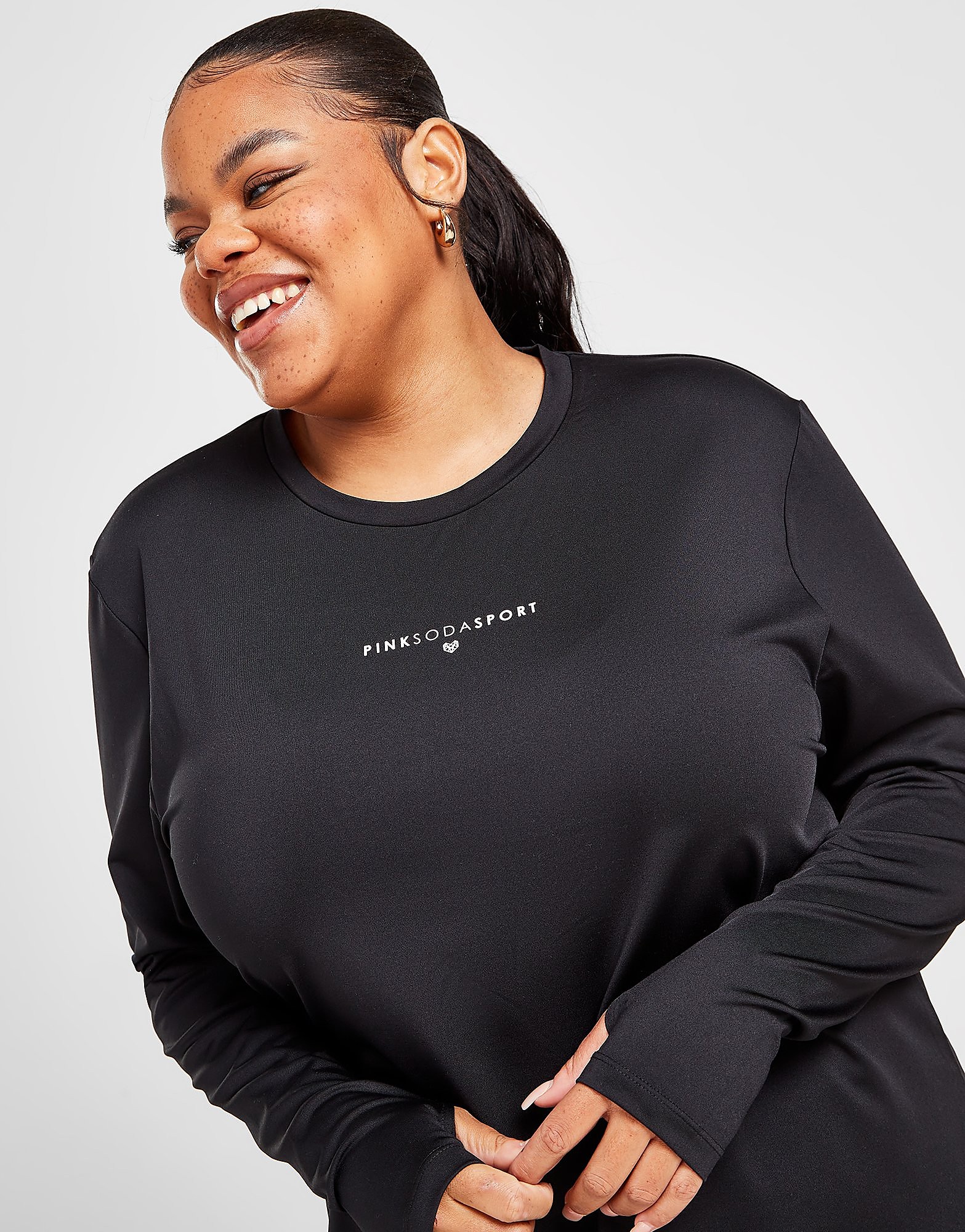 

Pink Soda Sport Essential Plus Size Long Sleeve Top - Only at JD - Black - Womens, Black