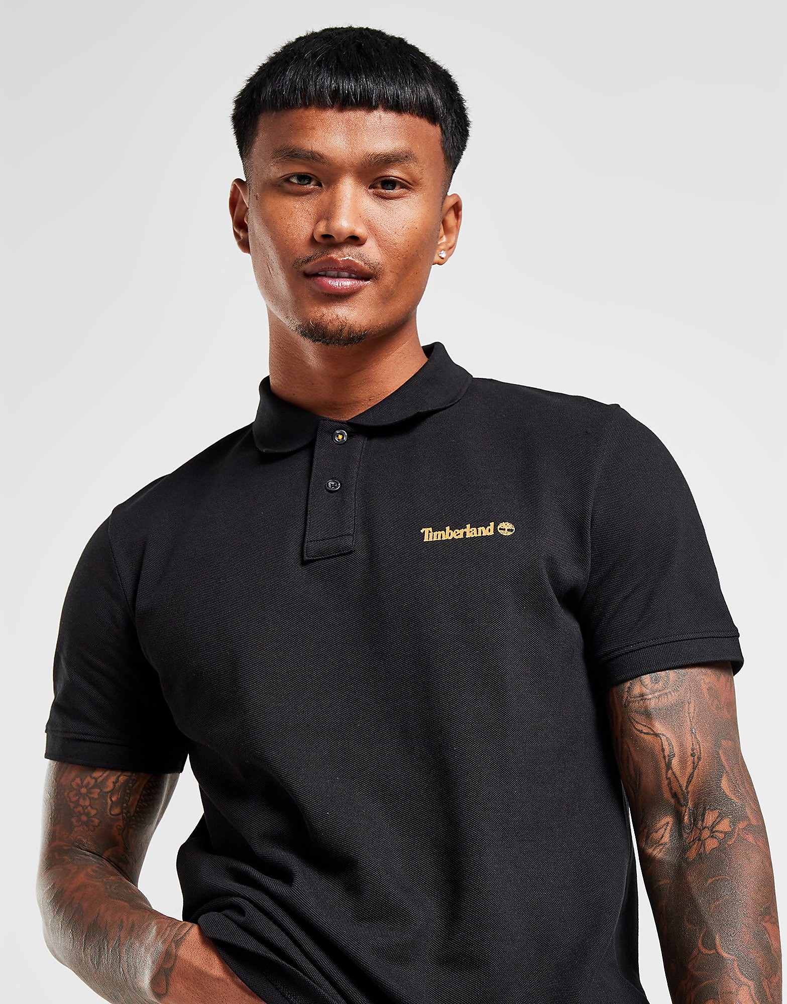 

Timberland Small Linear Logo Polo Shirt - Black - Mens, Black