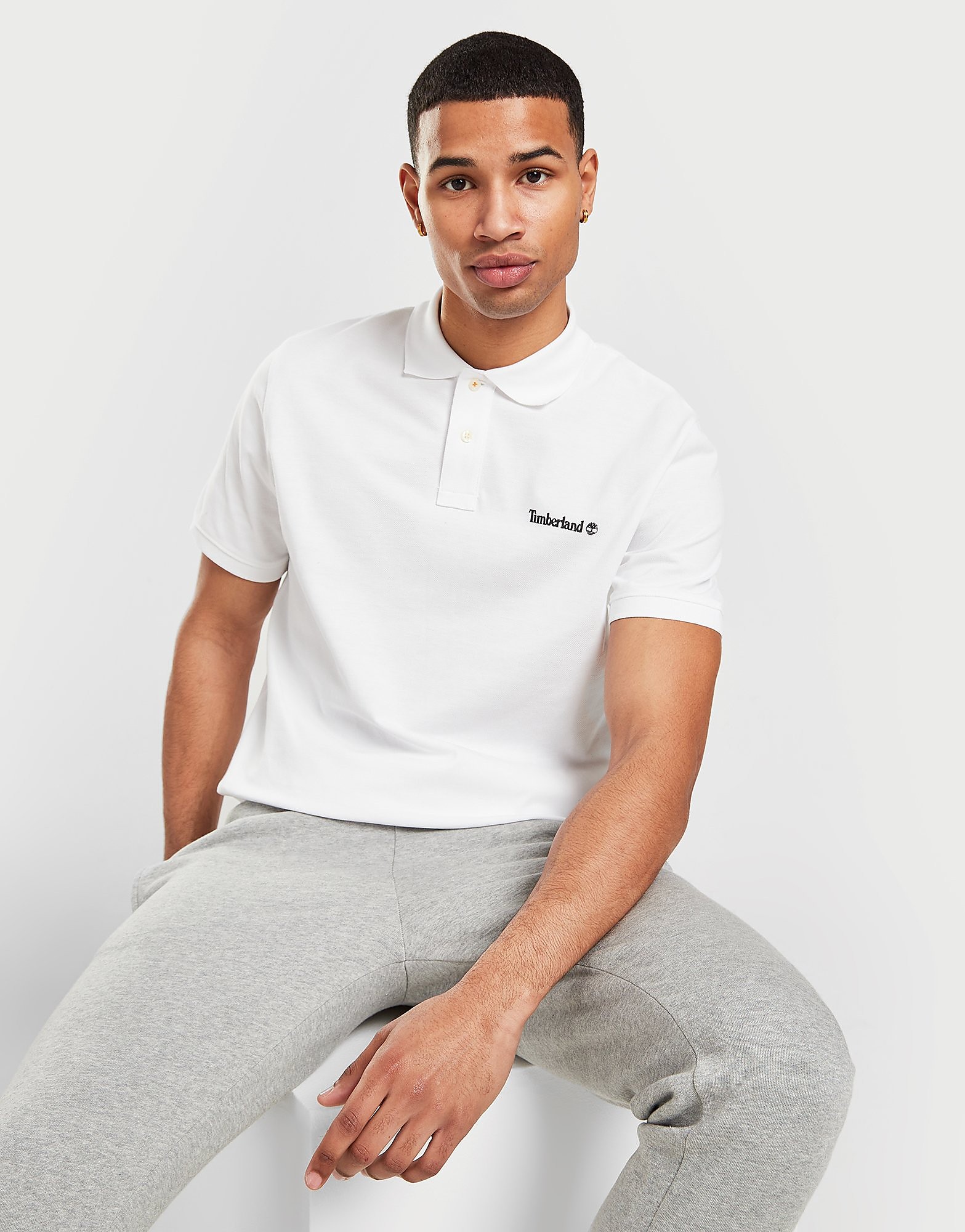 

Timberland Small Linear Logo Polo Shirt - White - Mens, White
