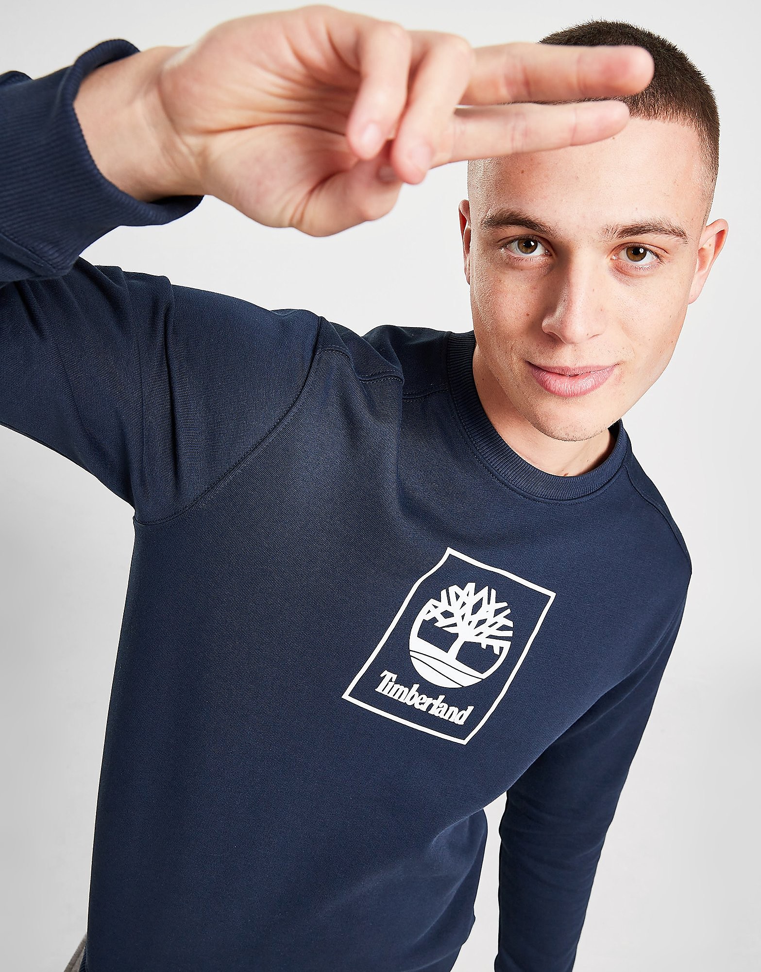 

Timberland Box Logo Crew Sweatshirt - Blue - Mens, Blue