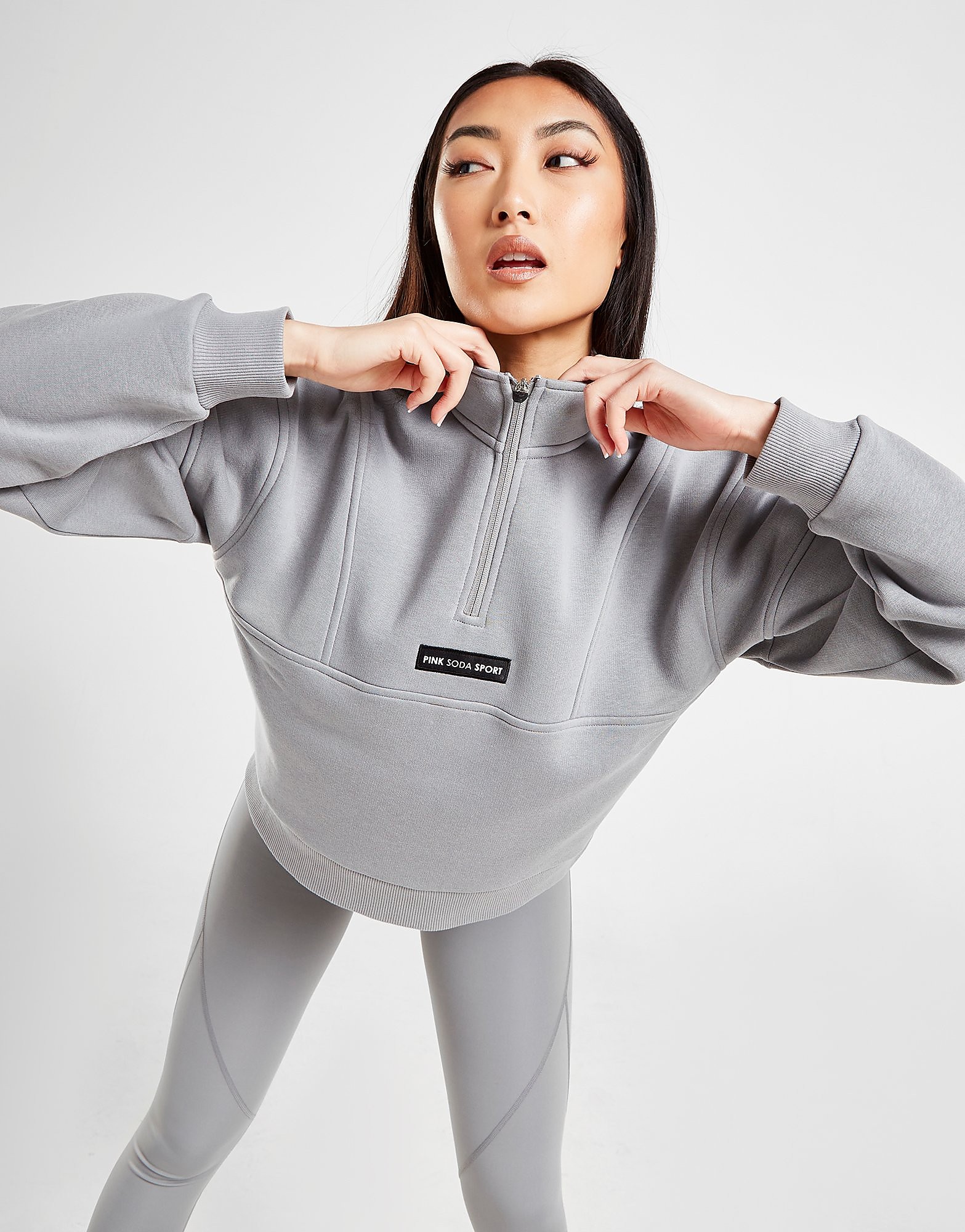 

Pink Soda Sport Pipe Boyfriend 1/4 Zip Sweatshirt - Only at JD - Grey - Womens, Grey