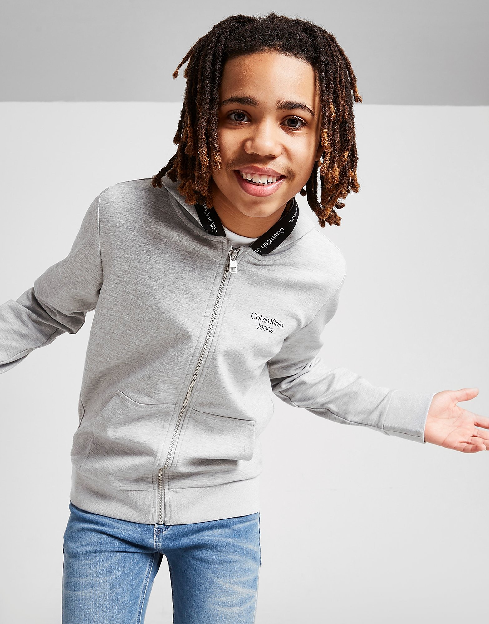 

Calvin Klein Tape Zip Through Hoodie Junior - Grey - Kids, Grey