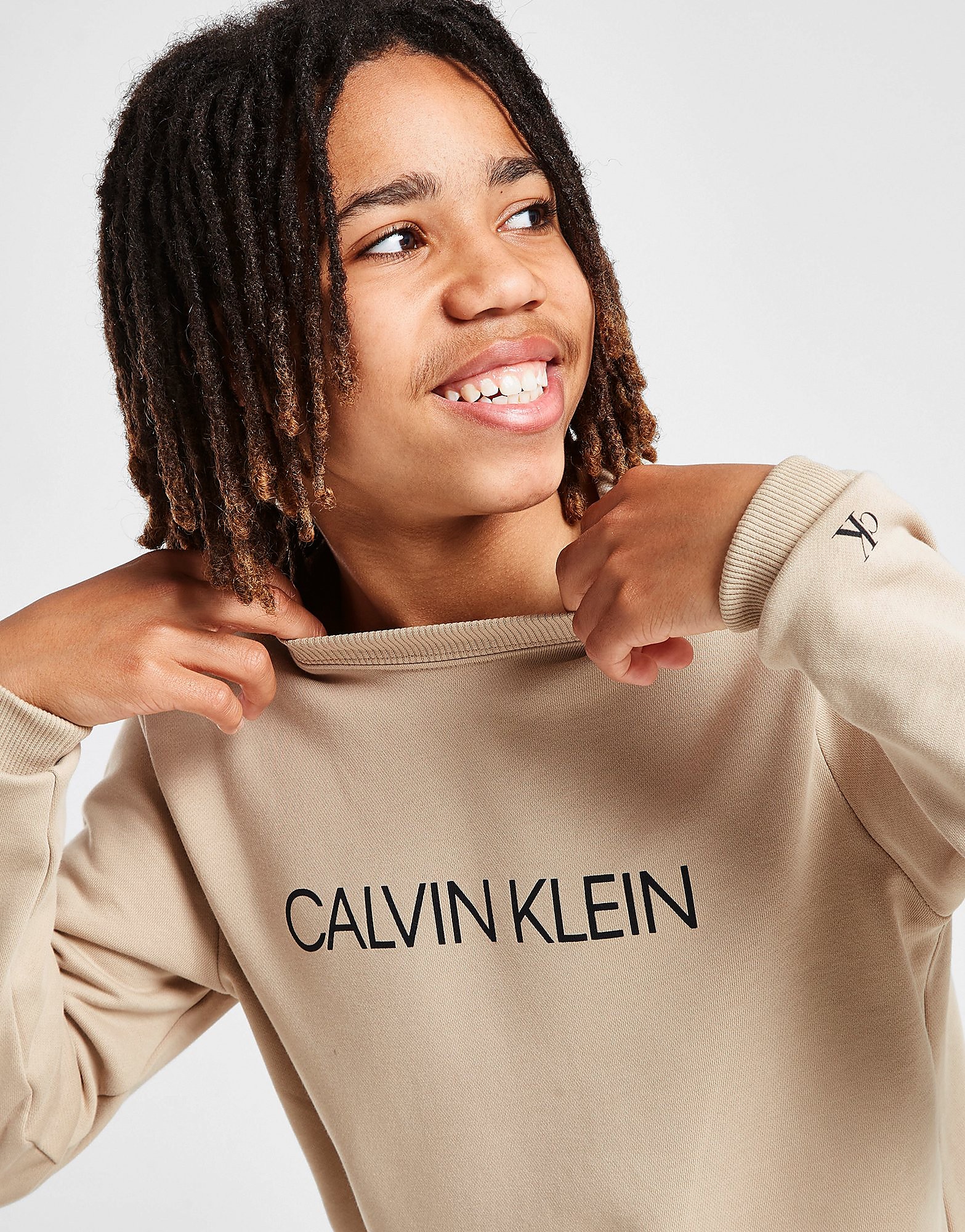 

Calvin Klein Institutional Logo Crew Sweatshirt Junior - Brown - Kids, Brown
