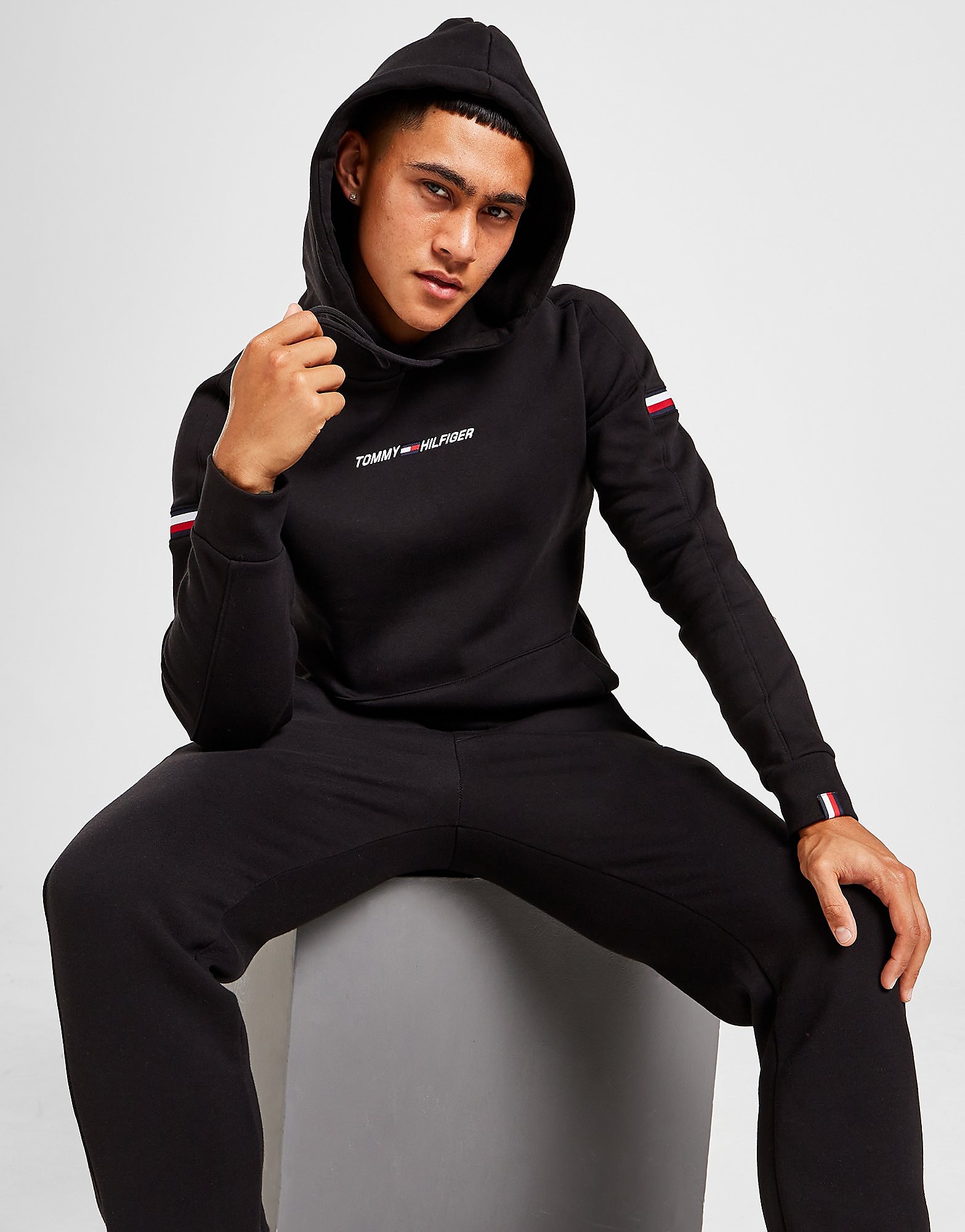 

Tommy Hilfiger Tri Tape Overhead Hoodie - Only at JD - Black - Mens, Black